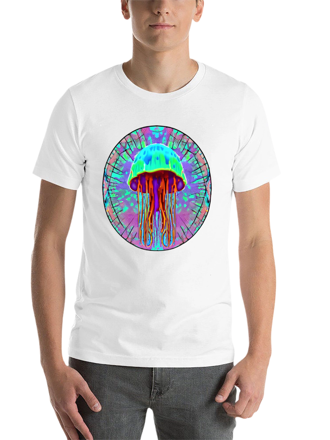 Black Psychedelic Jellyfish Graphic Tee - Black Cotton Shirt view 14