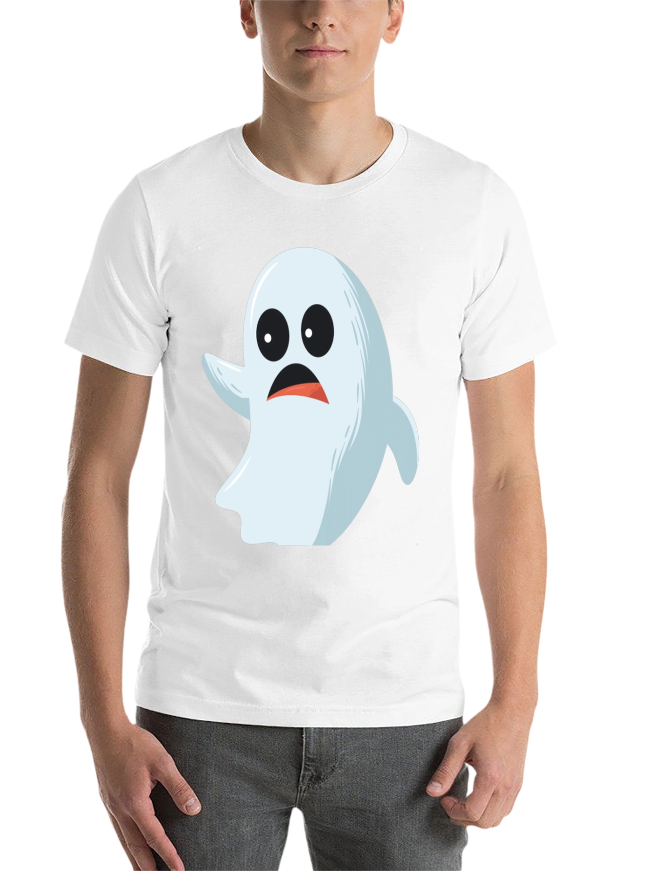 Black Spooky Ghost Graphic Tee - Halloween Costume Shirt view 14