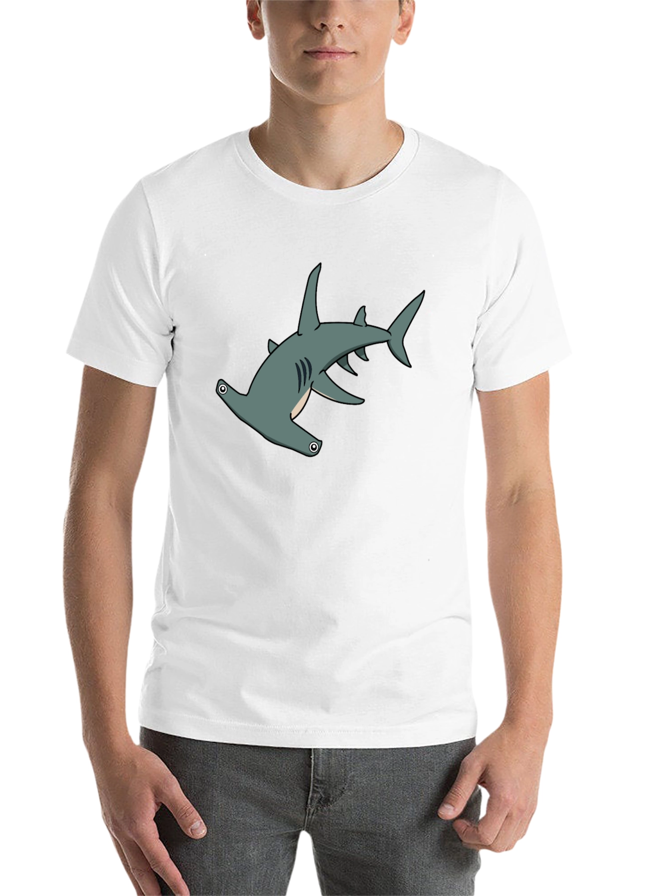 Black Hammerhead Shark Graphic Tee - Black Cotton view 14