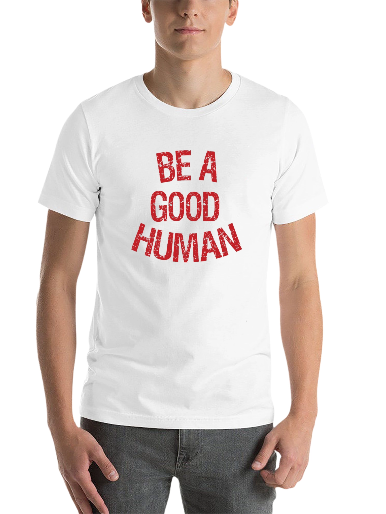 Black Be A Good Human Graphic Tee - Black Cotton T-Shirt view 14