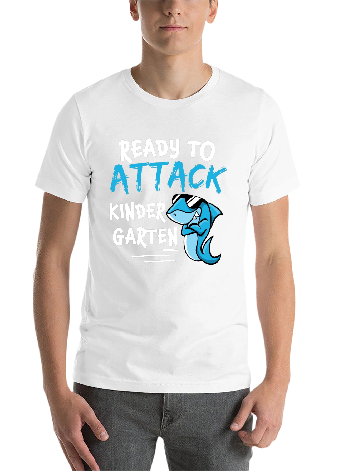 Black Ready to Attack Kindergarten Shark T-Shirt view 14