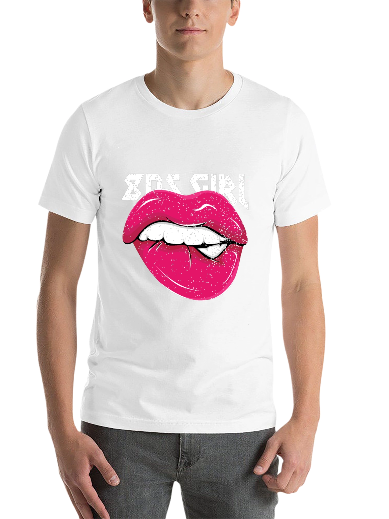 Black 80s Girl Lips Graphic Tee - Retro Style Shirt view 14