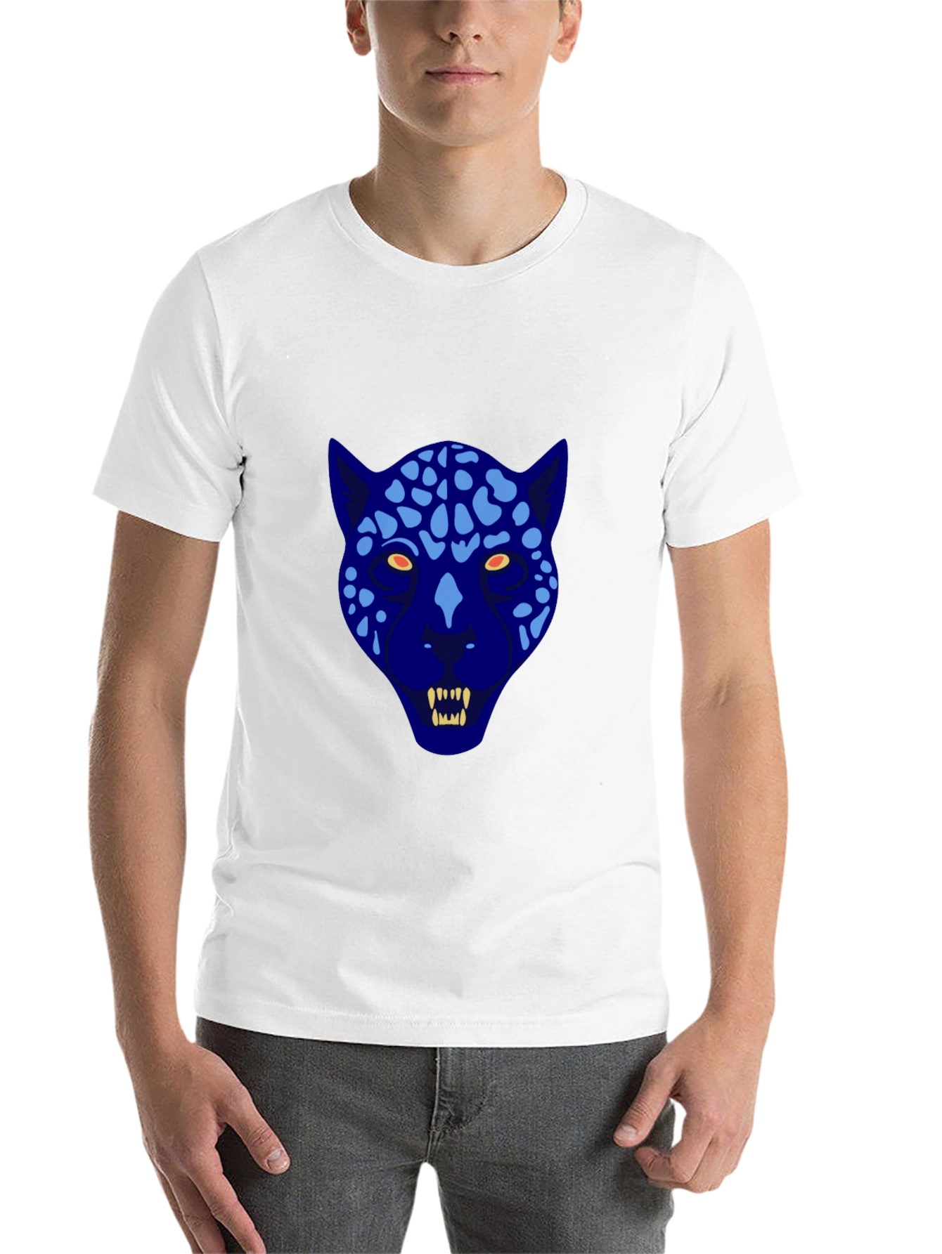 Black Blue Leopard Graphic Tee - Cool Animal Print T-Shirt view 14
