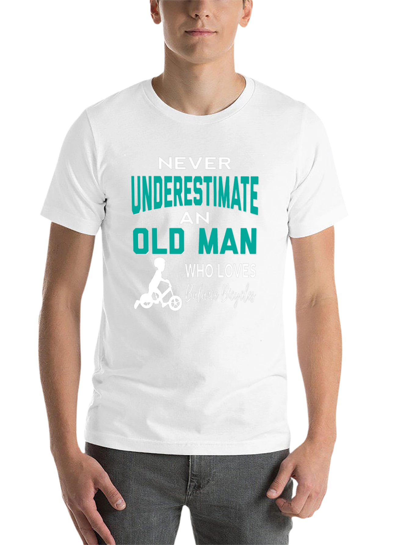 Black Never Underestimate Old Man Balance Bicycles T-Shirt view 14