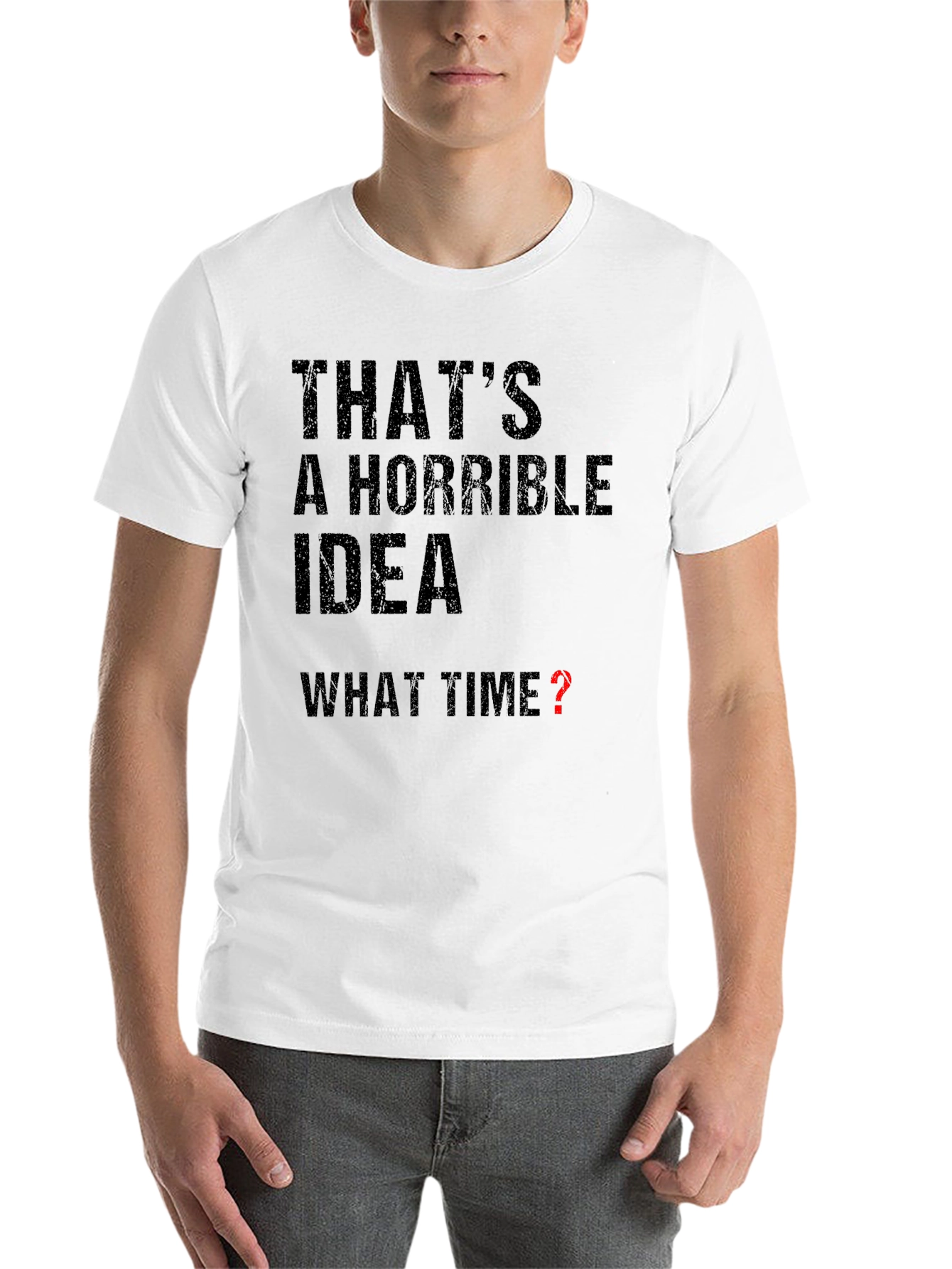 Black Horrible Idea - What Time? Graphic T-Shirt view 14