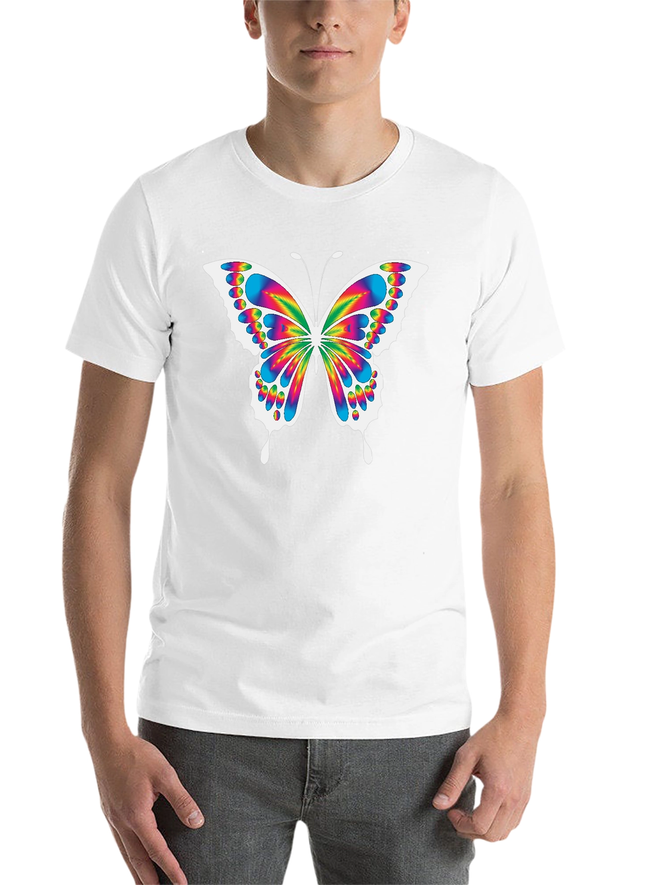 Black Rainbow Butterfly Graphic Black T-Shirt view 14