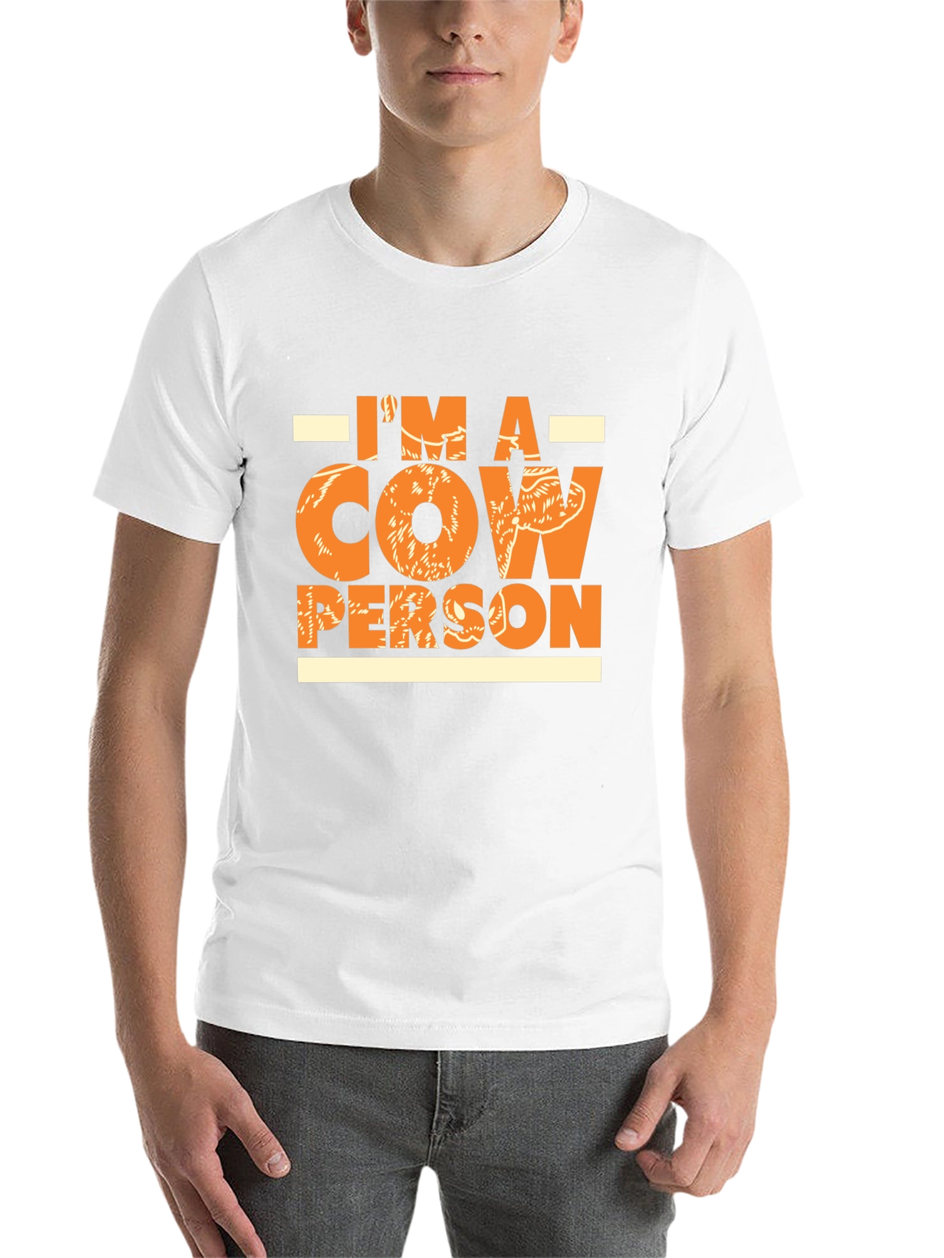 Black Cow Person Graphic Tee - Black Cotton Comfort Fit T-Shirt view 14