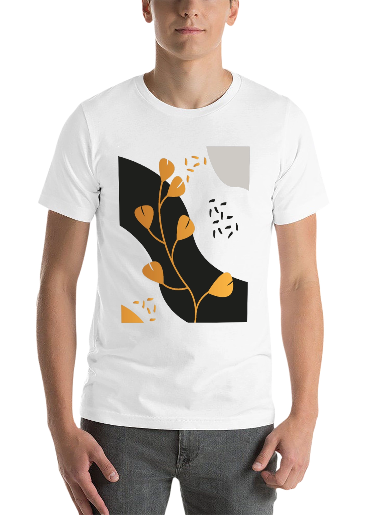Black Modern Abstract Graphic Print Black T-Shirt view 14