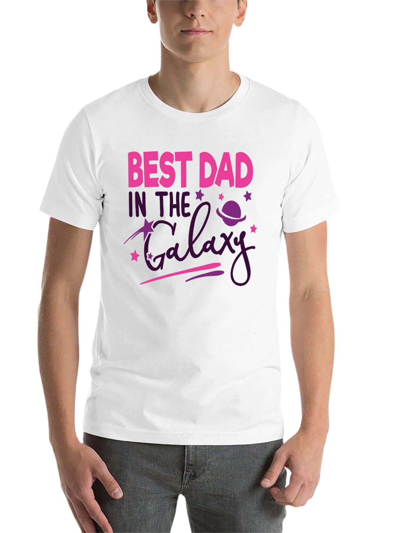 Black Best Dad In The Galaxy Graphic Tee view 14