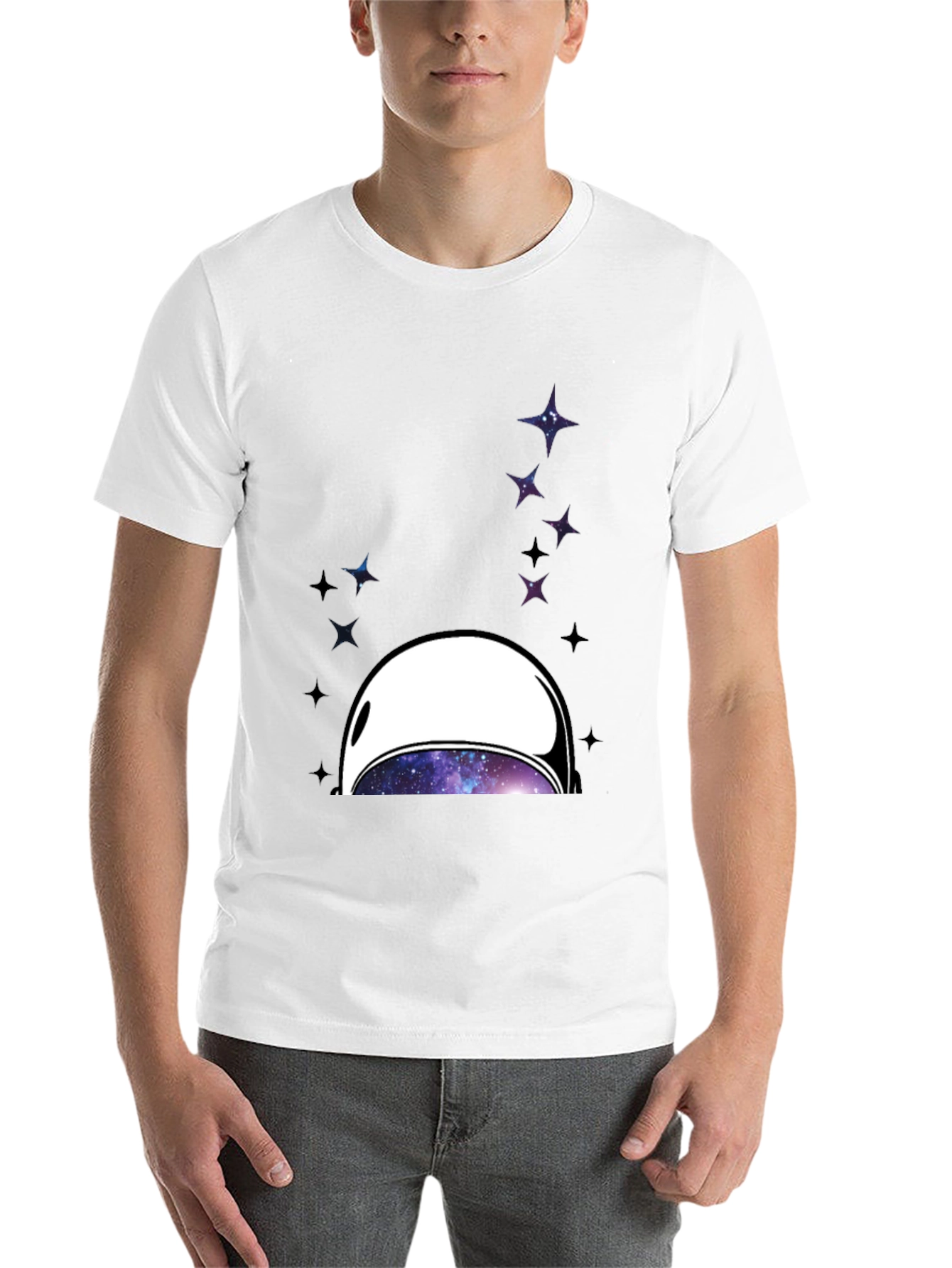 Black Astronaut Helmet Graphic T-Shirt - Space Galaxy Design view 14