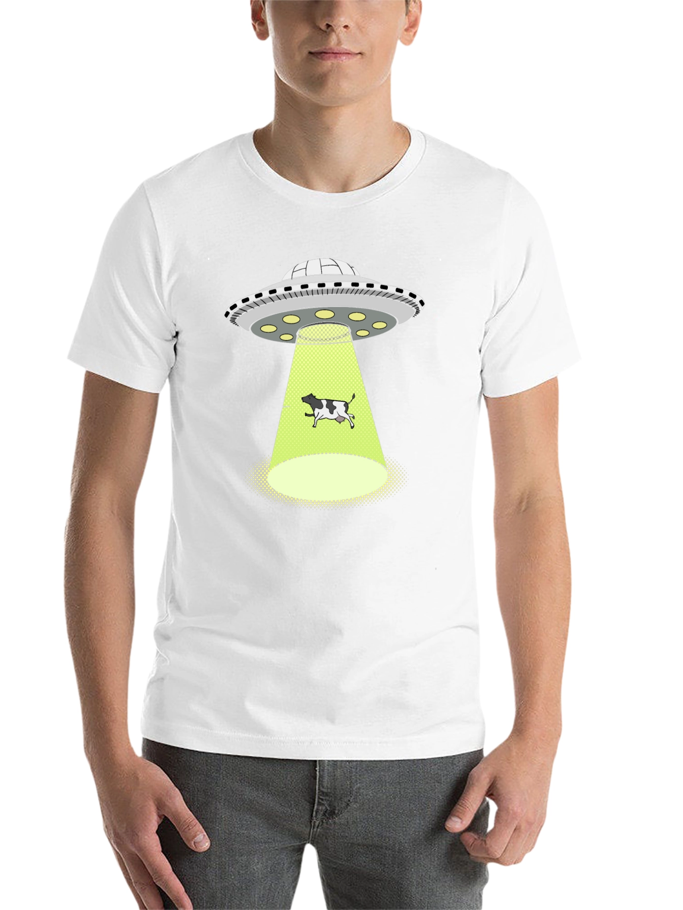 Black UFO Abduction Cow Graphic Tee - Black view 14