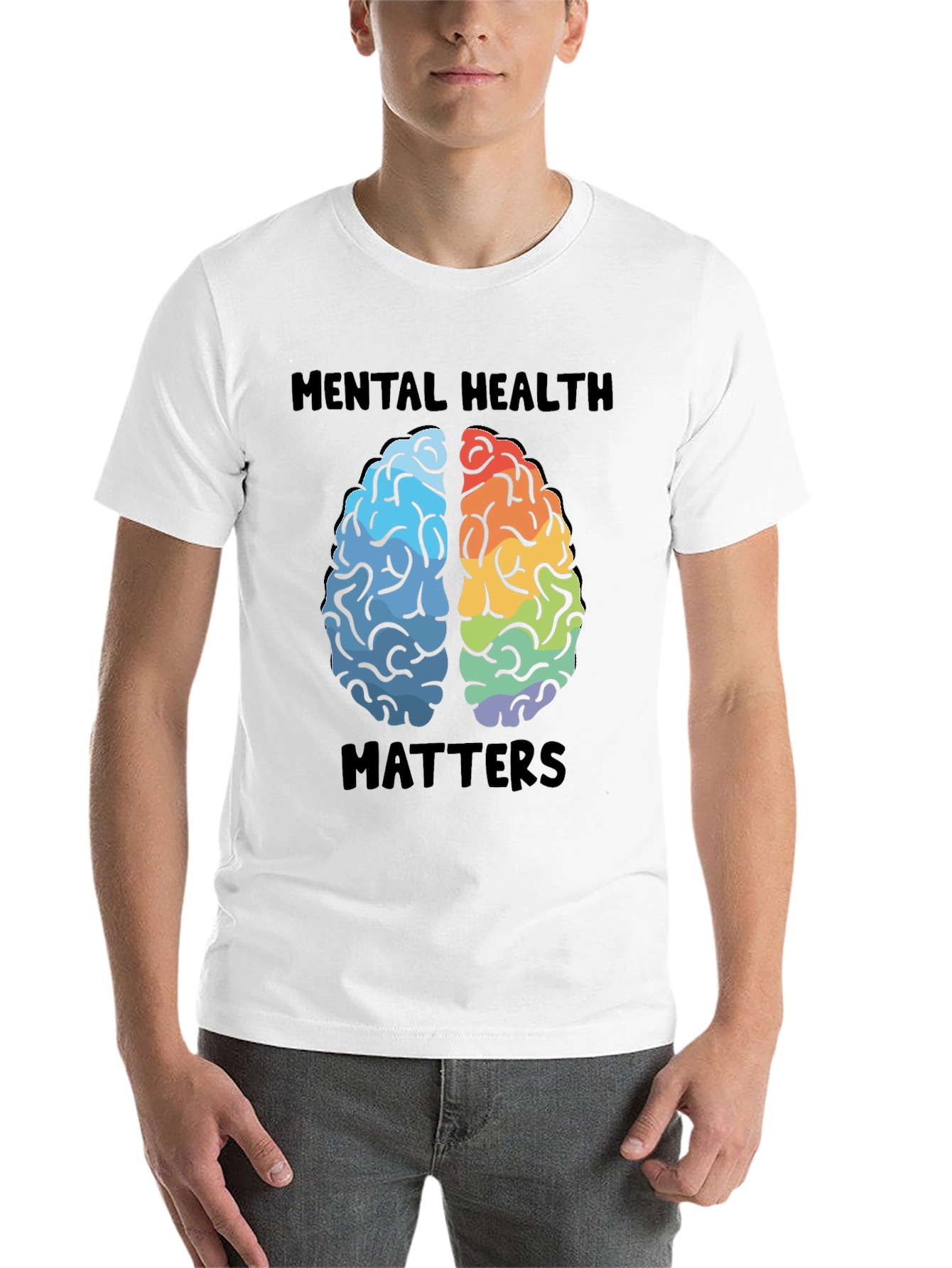 Black Mental Health Matters Brain Graphic T-Shirt view 14