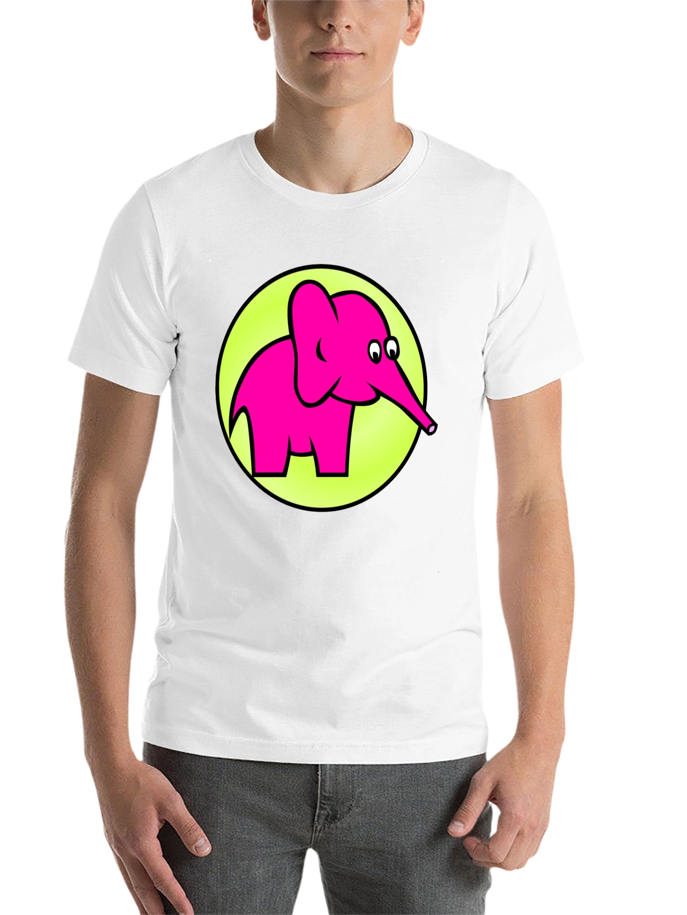 Black Pink Elephant Graphic T-Shirt - Men's Casual Tee view 14