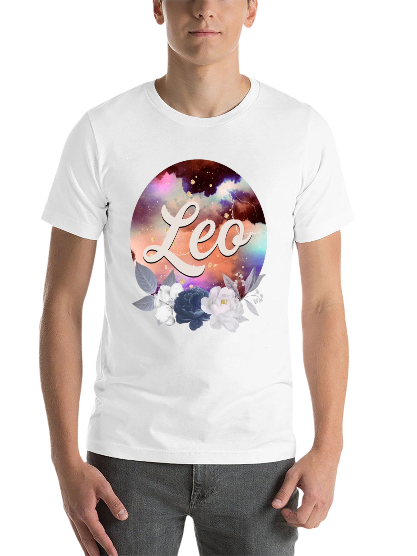 Black Leo Zodiac Floral T-Shirt view 14