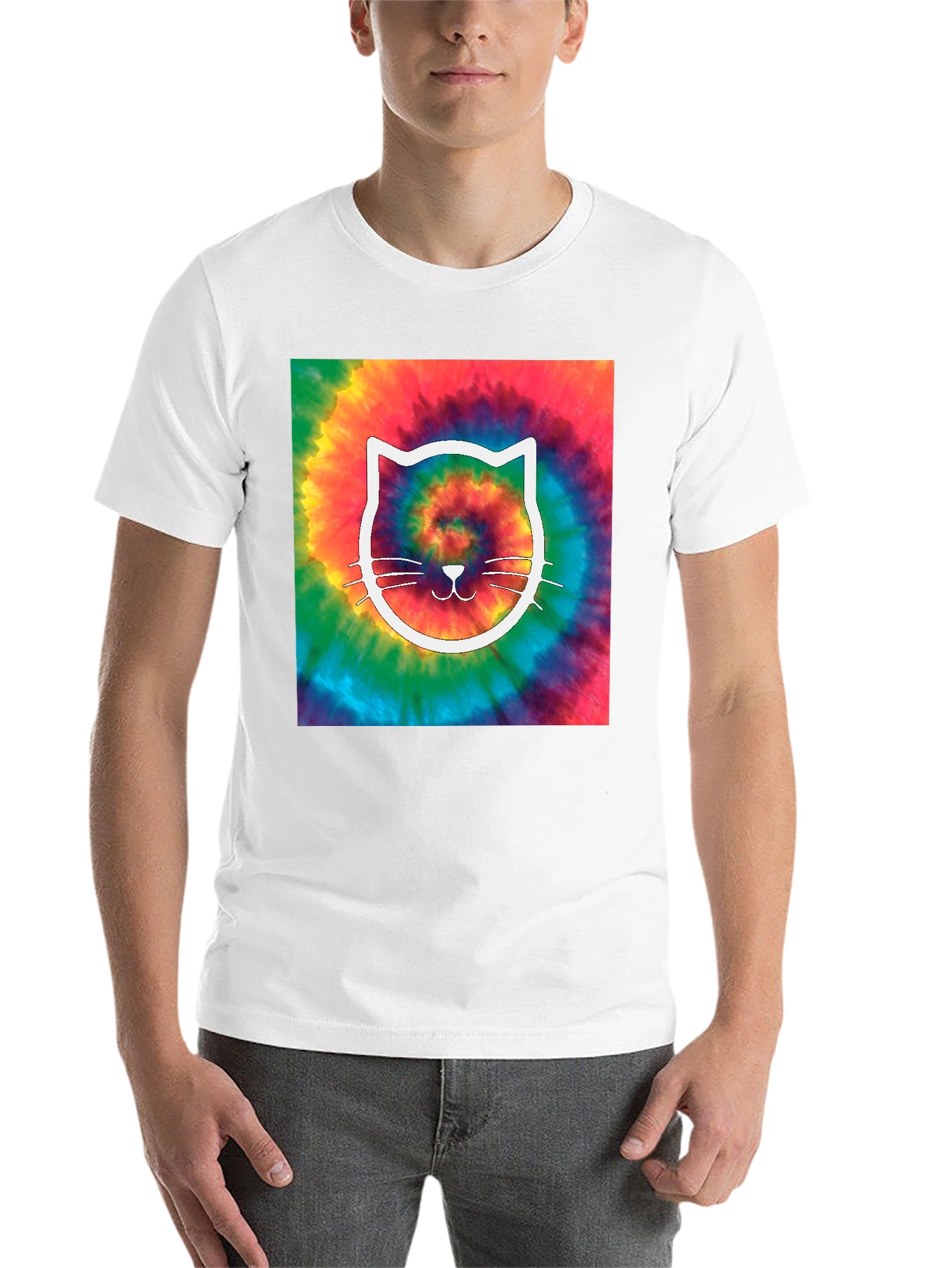 Black Tie-Dye Cat Graphic Tee view 14