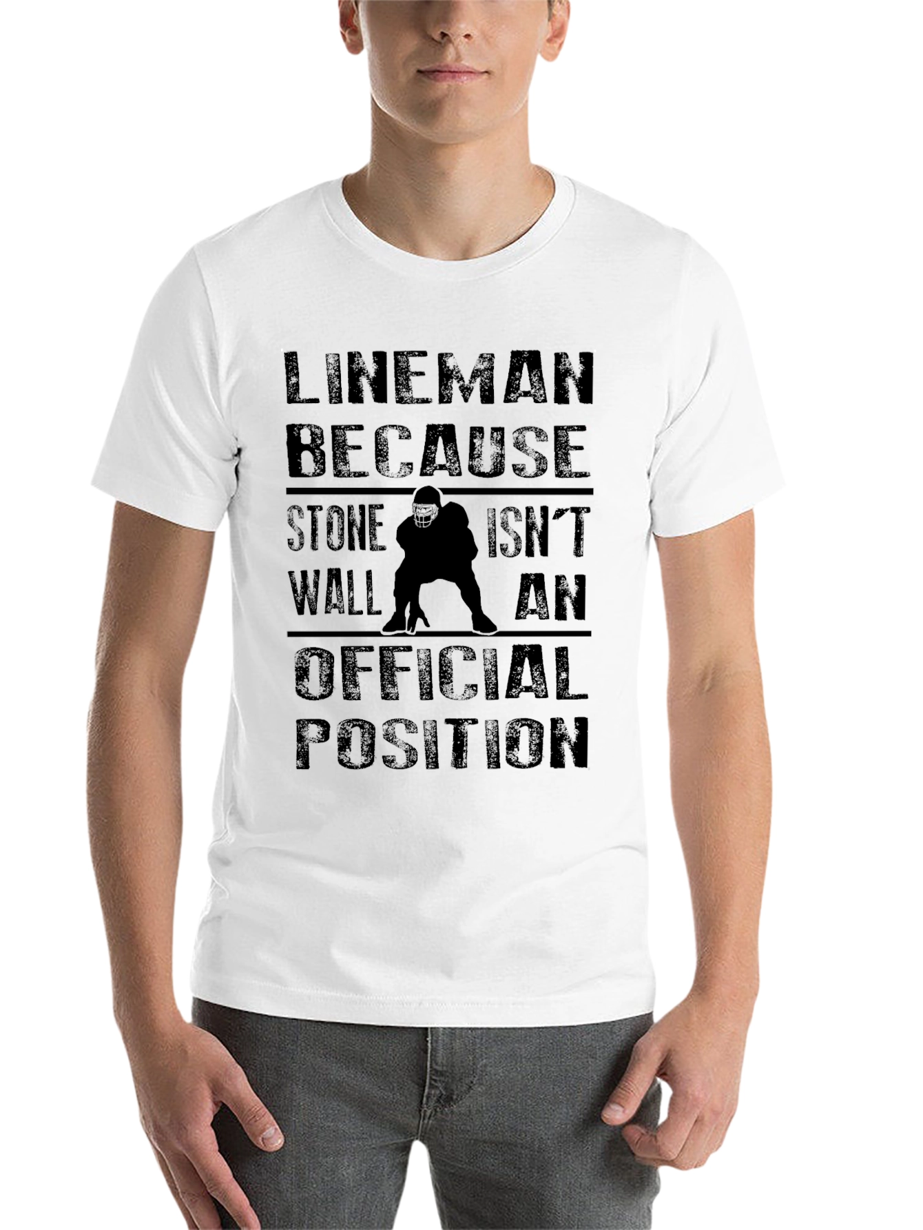 Black Lineman Funny T-Shirt - Stone Wall Isn't a Position! view 14