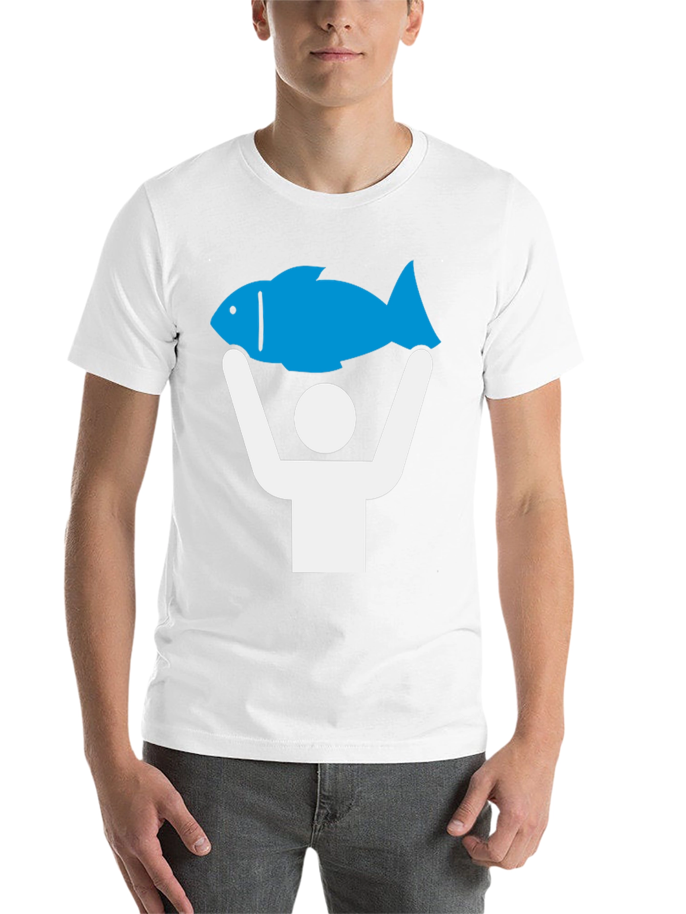 Black Funny Fish Catch T-Shirt - Blue Graphic Tee view 14