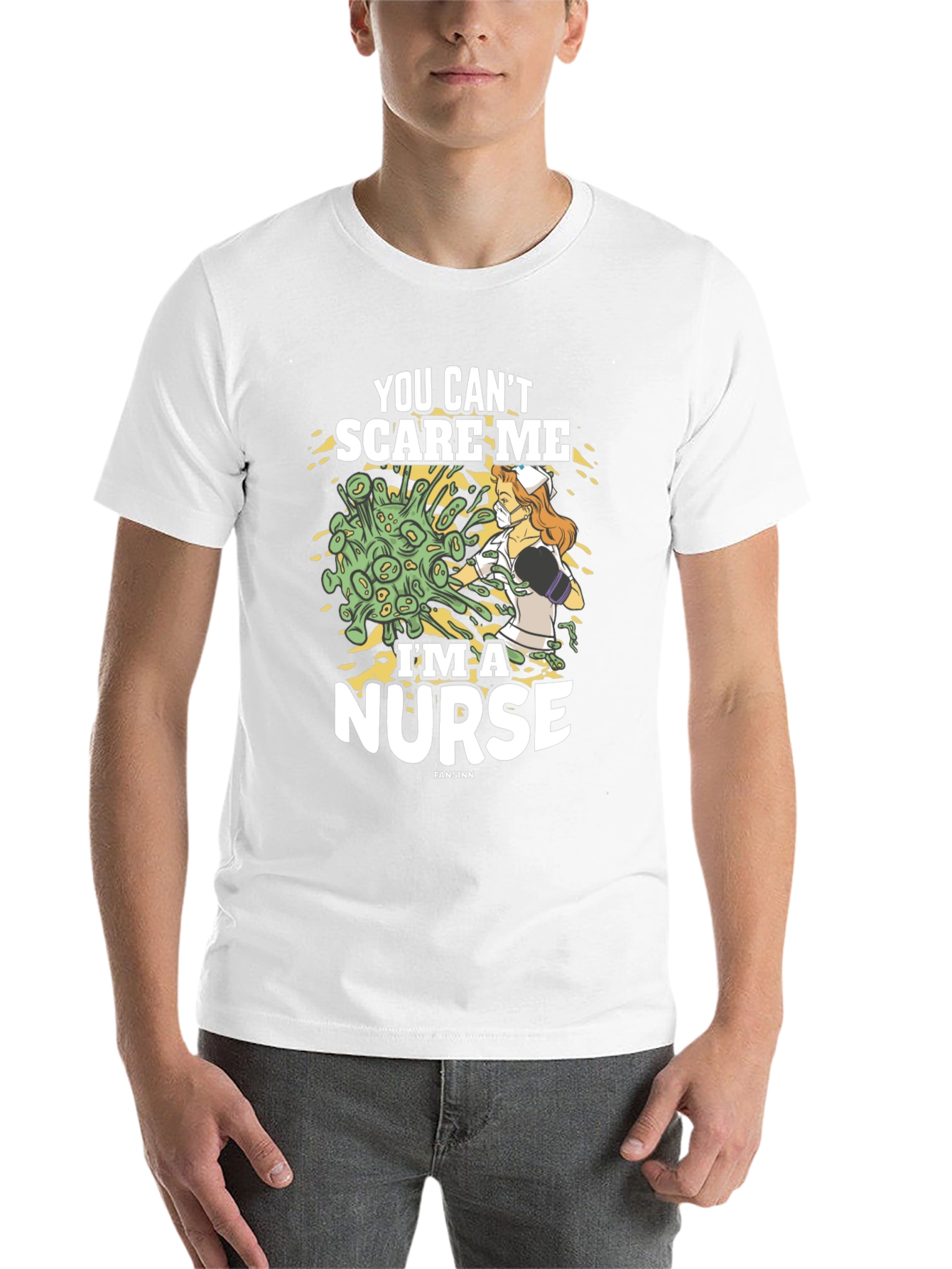 Black You Can't Scare Me I'm a Nurse Graphic Tee view 14