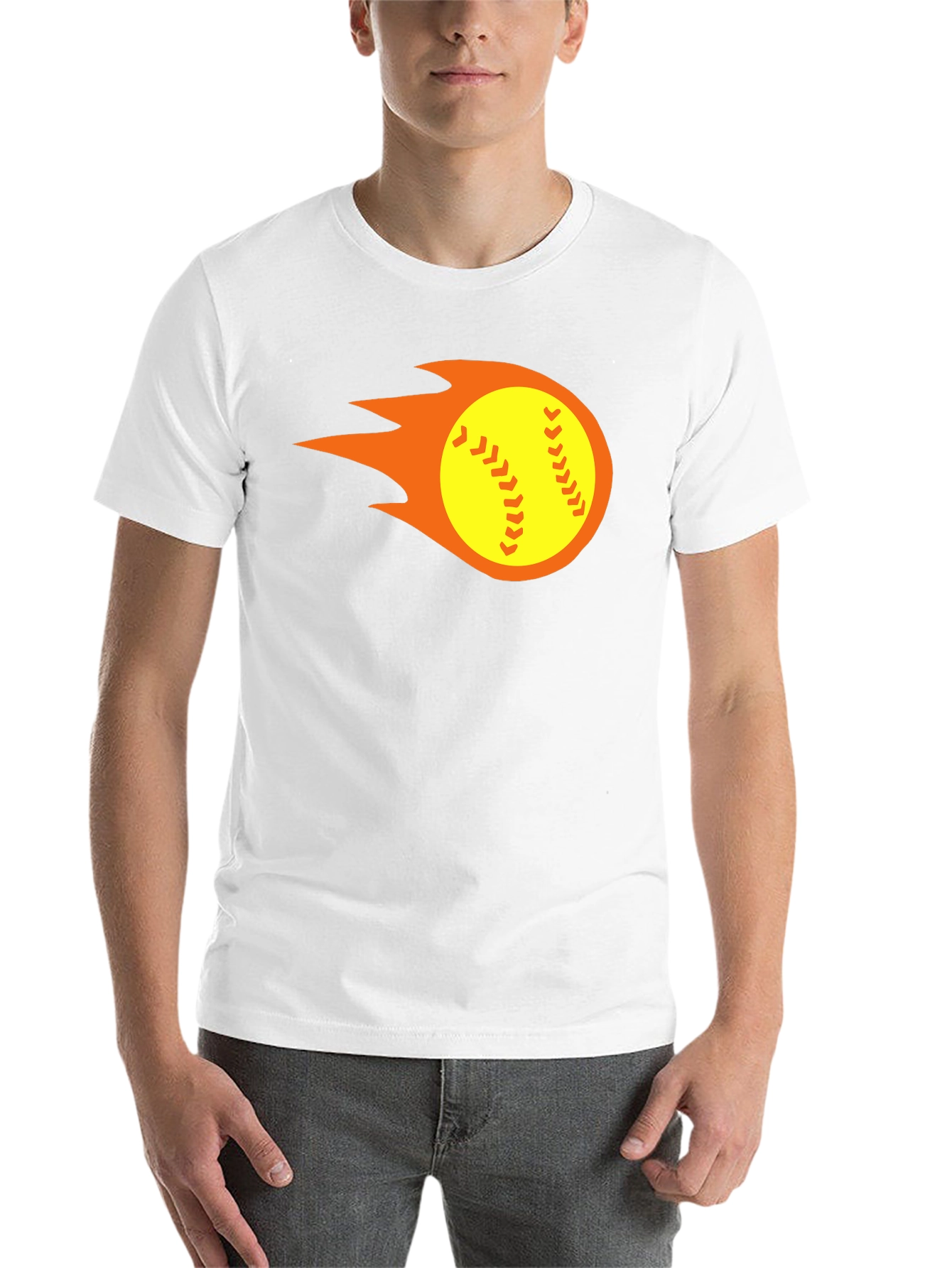 Black Flaming Softball Graphic Tee - Black T-Shirt view 14