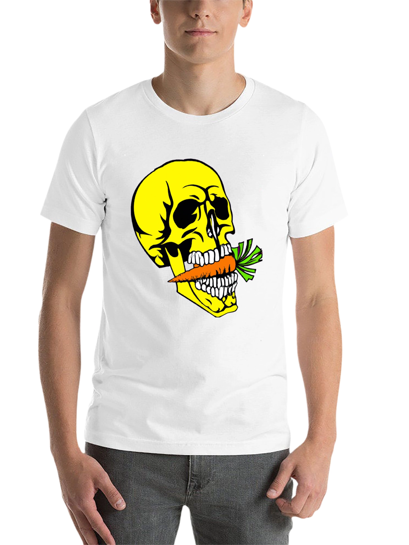 Black Skull with Carrot T-Shirt - Graphic Print Tee view 14