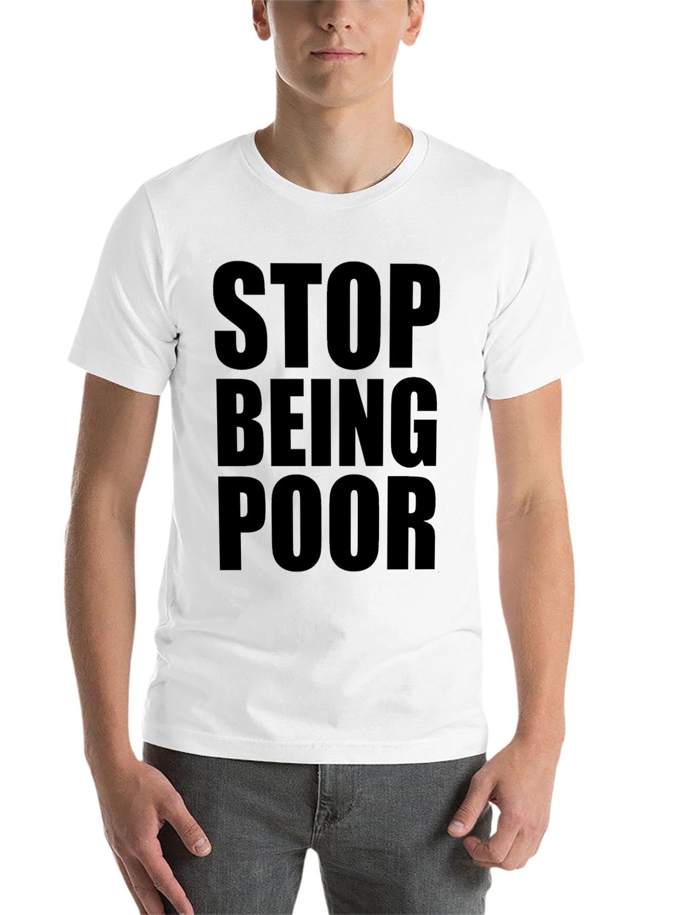 Black Stop Being Poor Graphic Tee - Bold Statement Shirt view 14