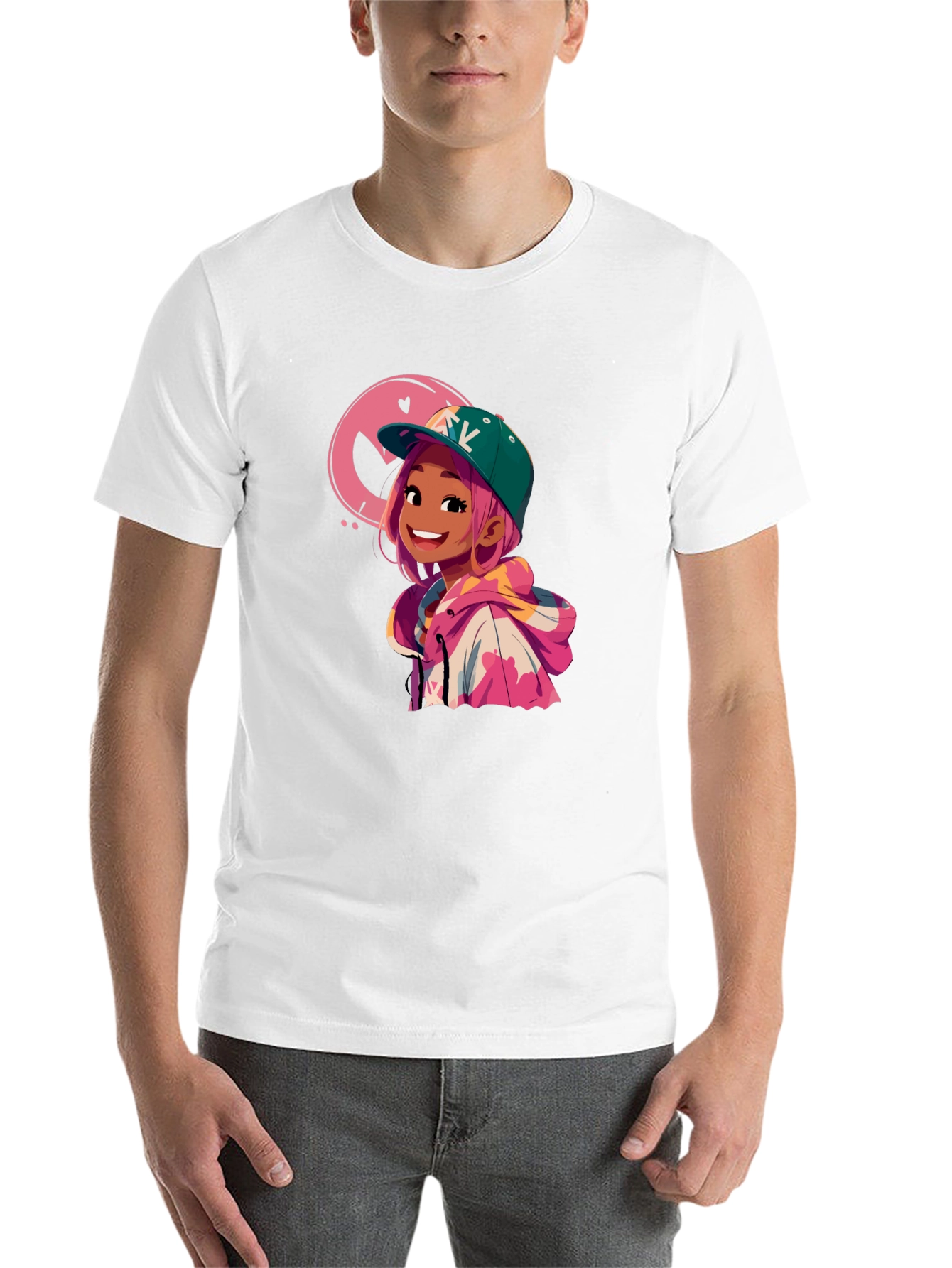Black Cartoon Girl Graphic Black T-Shirt view 14