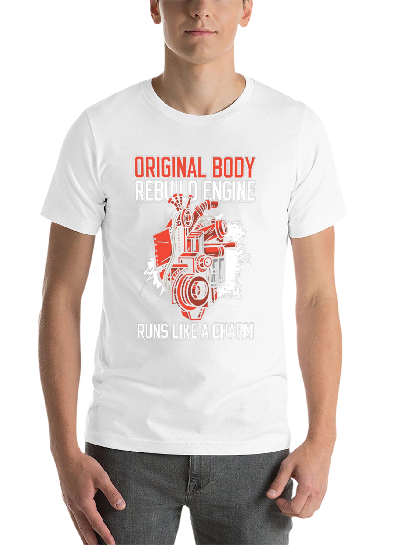 Black Original Body Rebuild Engine T-Shirt - Runs Like a Charm view 14