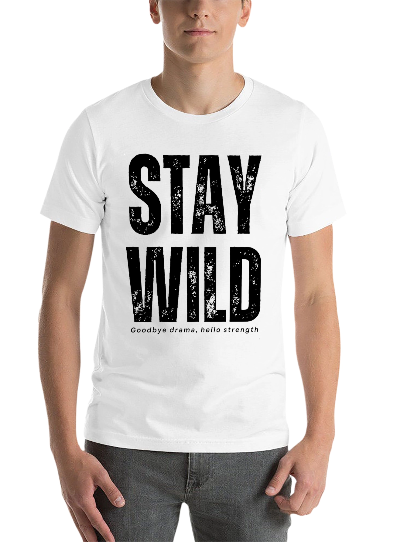 Black Stay Wild Graphic Print T-Shirt view 14
