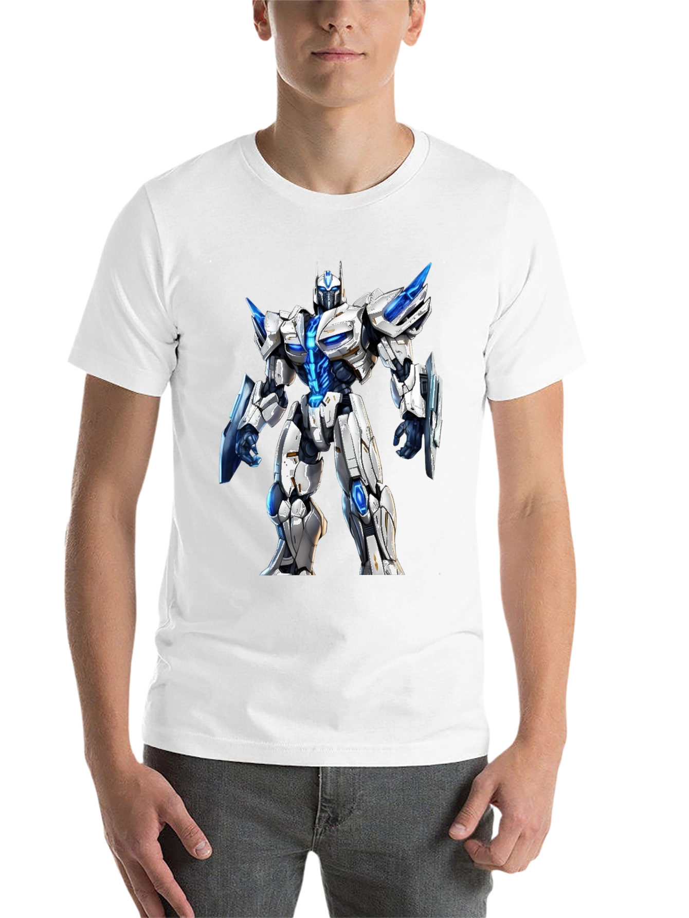 Black Robotic Warrior Graphic T-Shirt view 14