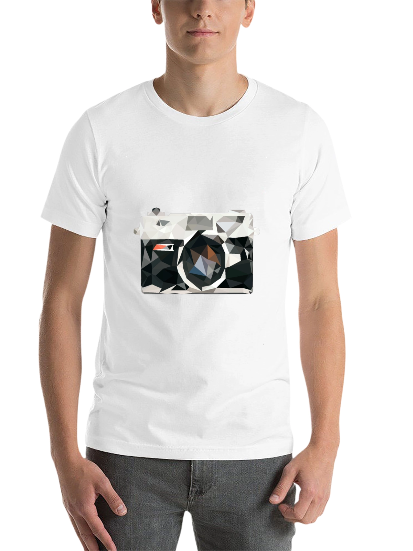 Black Geometric Camera Print Black T-Shirt view 14