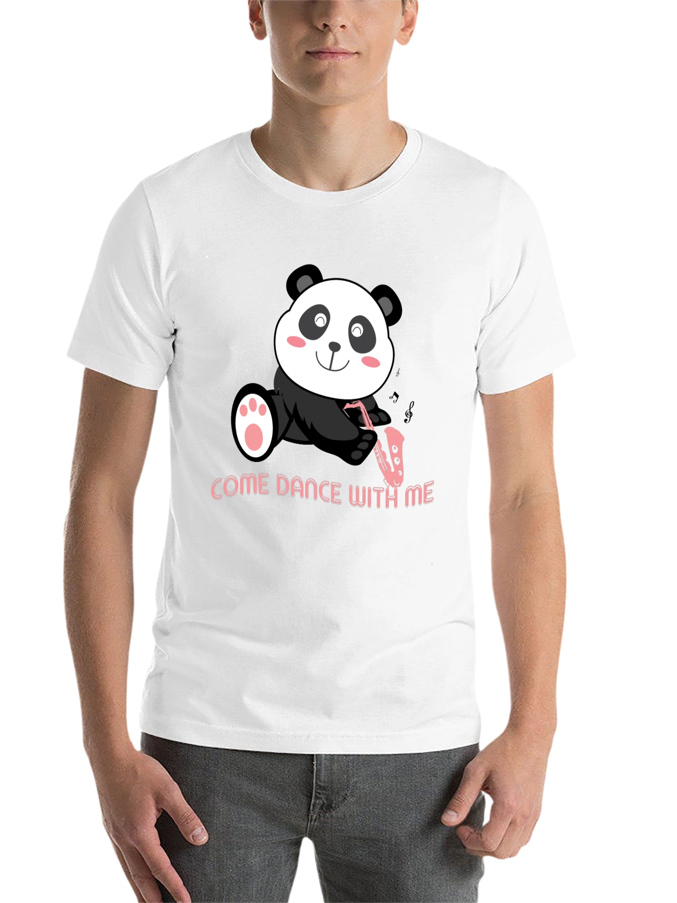 Black Panda Sax T-Shirt - "Come Dance With Me" Black Cotton Tee view 14