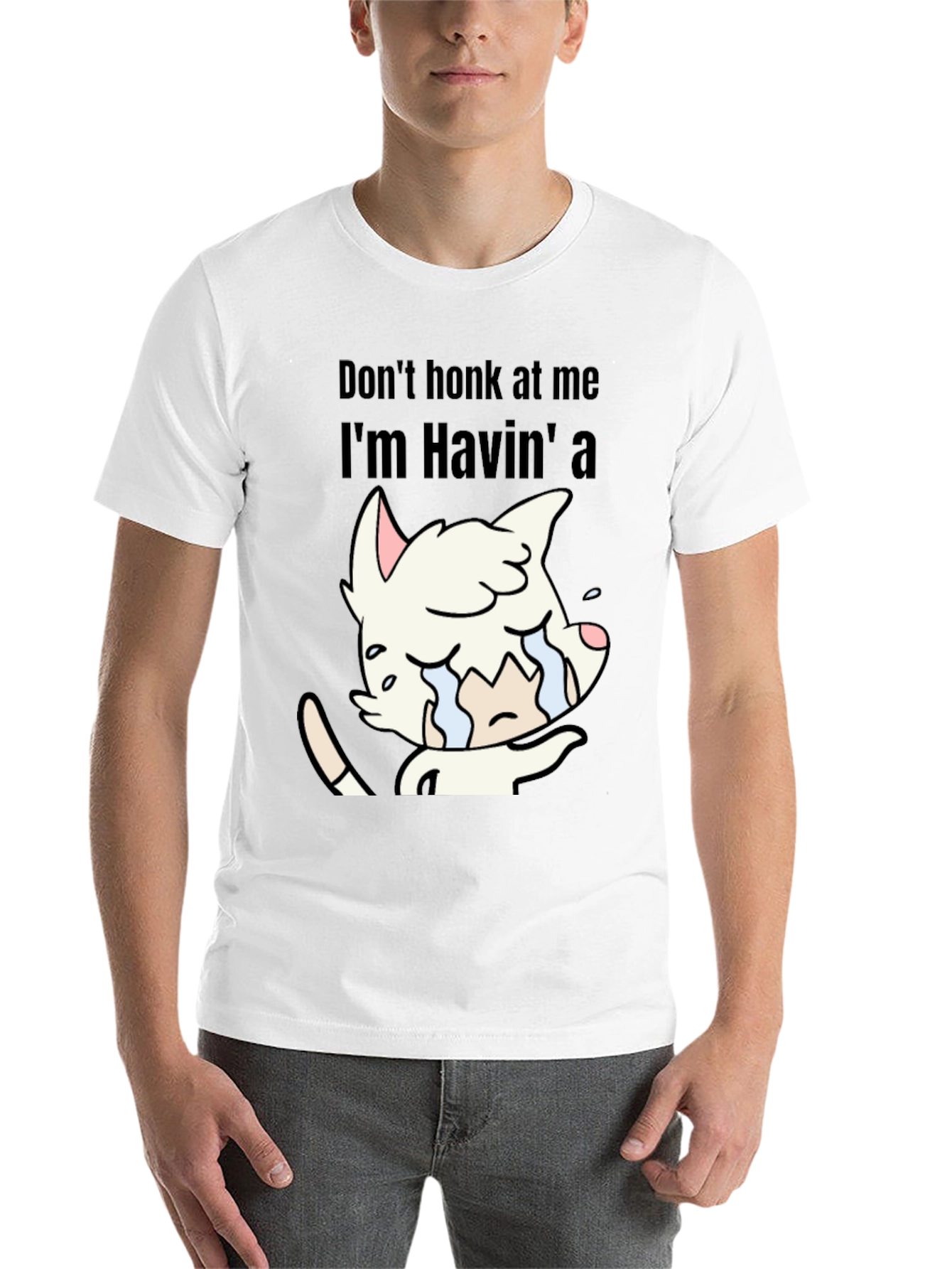 Black Don't Honk At Me Crying Cat T-Shirt view 14