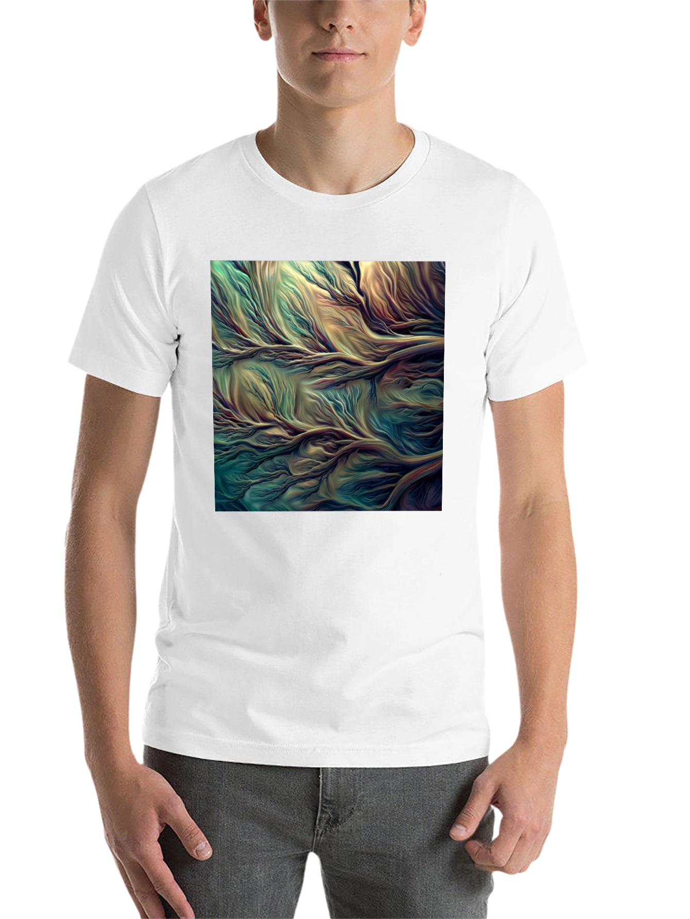 Black Abstract Flowing River T-Shirt view 14