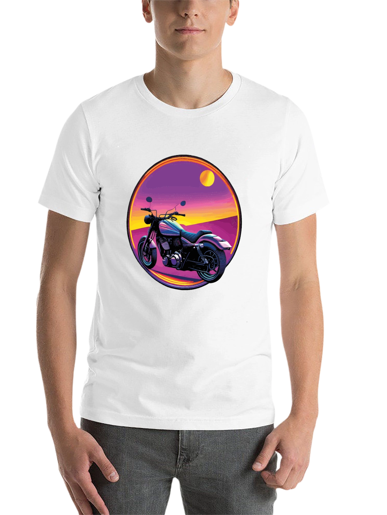 Black Retro Motorcycle Graphic Tee - Black Cotton T-Shirt view 14