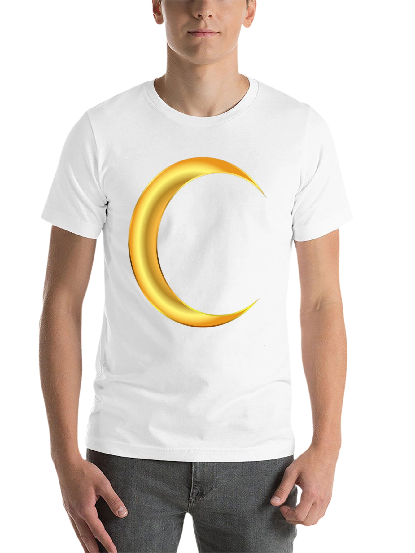 Black Golden Crescent Moon Graphic Black T-Shirt view 14