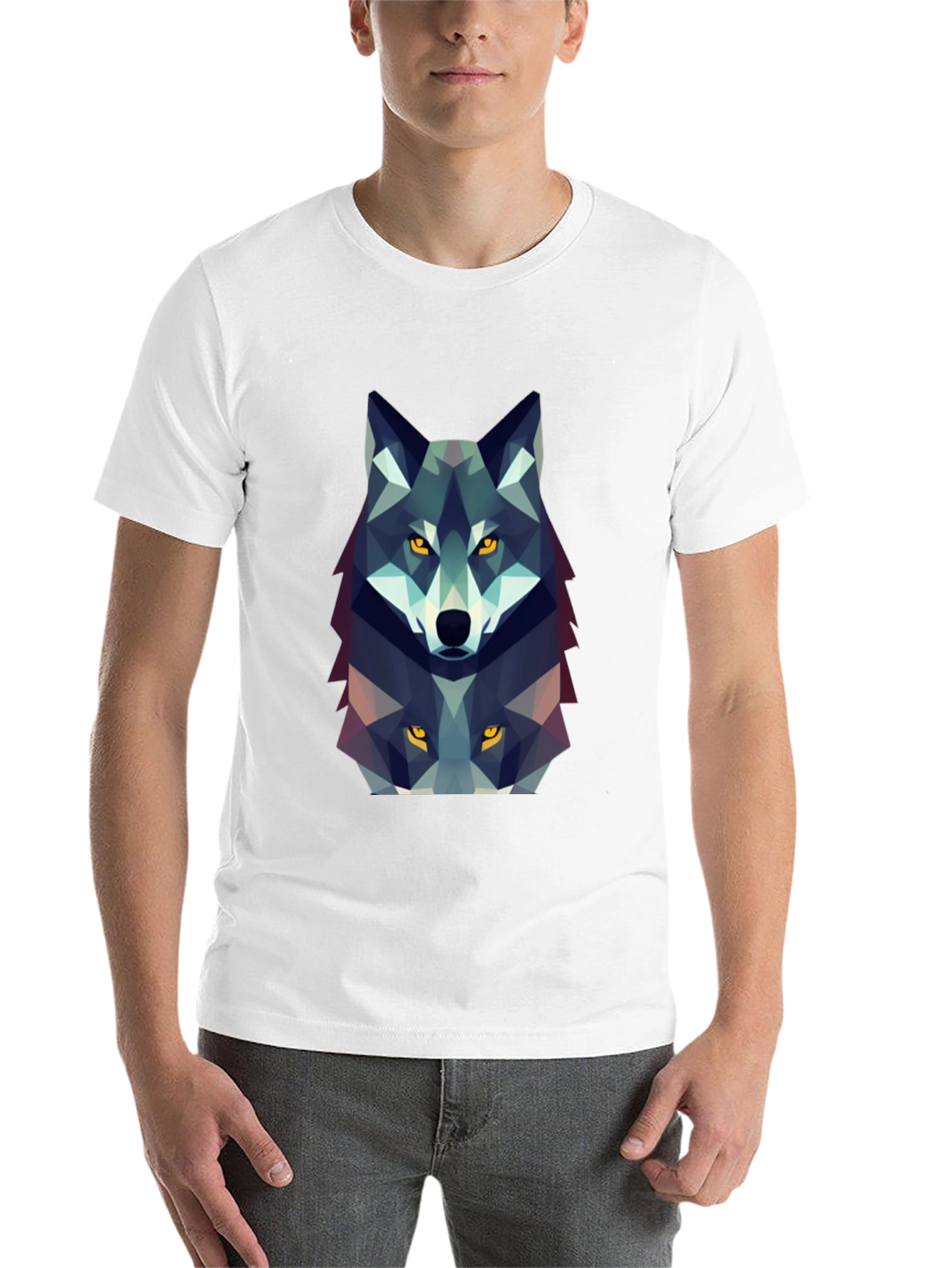 Black Geometric Wolf Graphic Tee - Black view 14