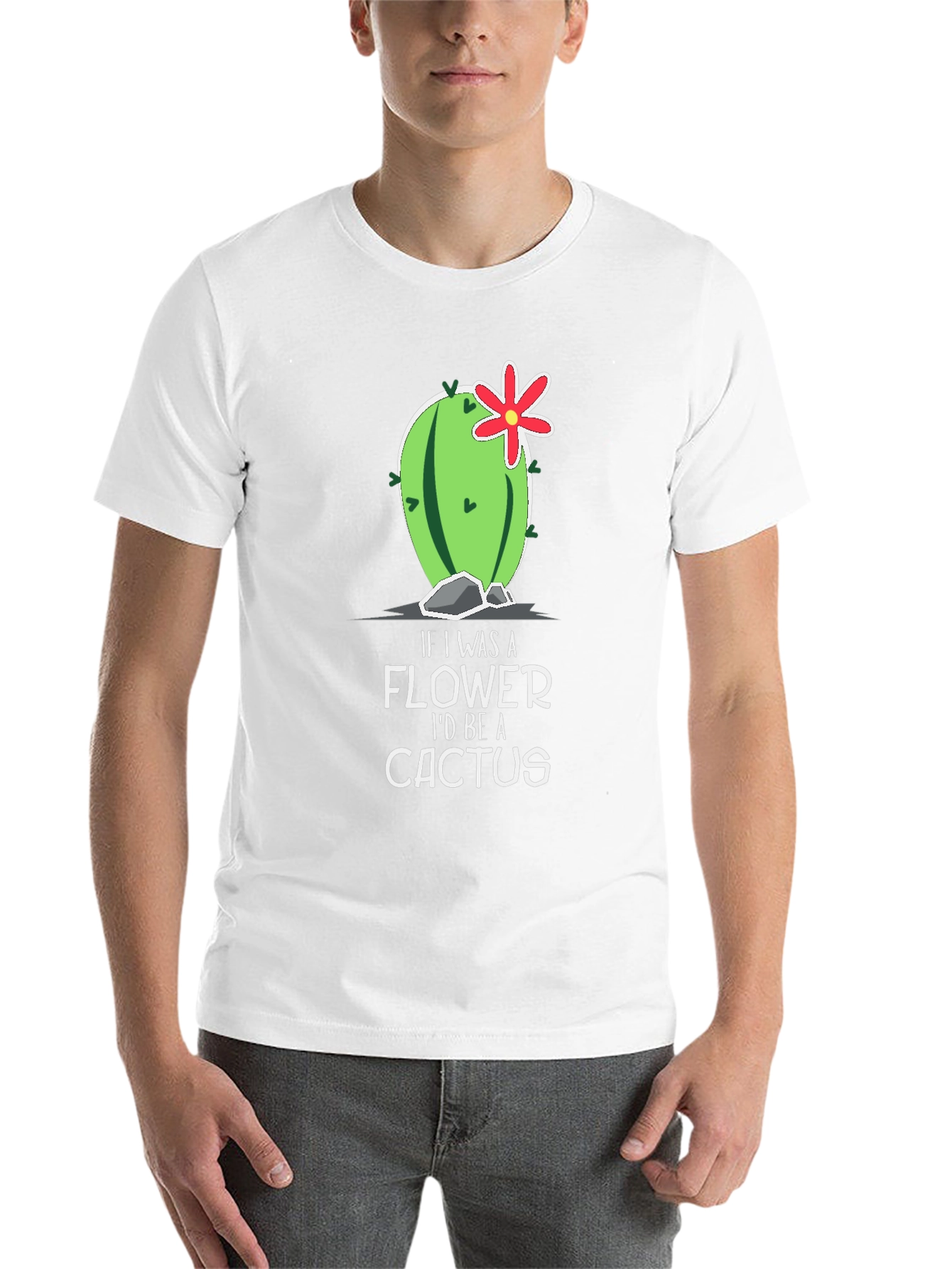 Black Funny Cactus Graphic T-Shirt - If I Was A Flower view 14