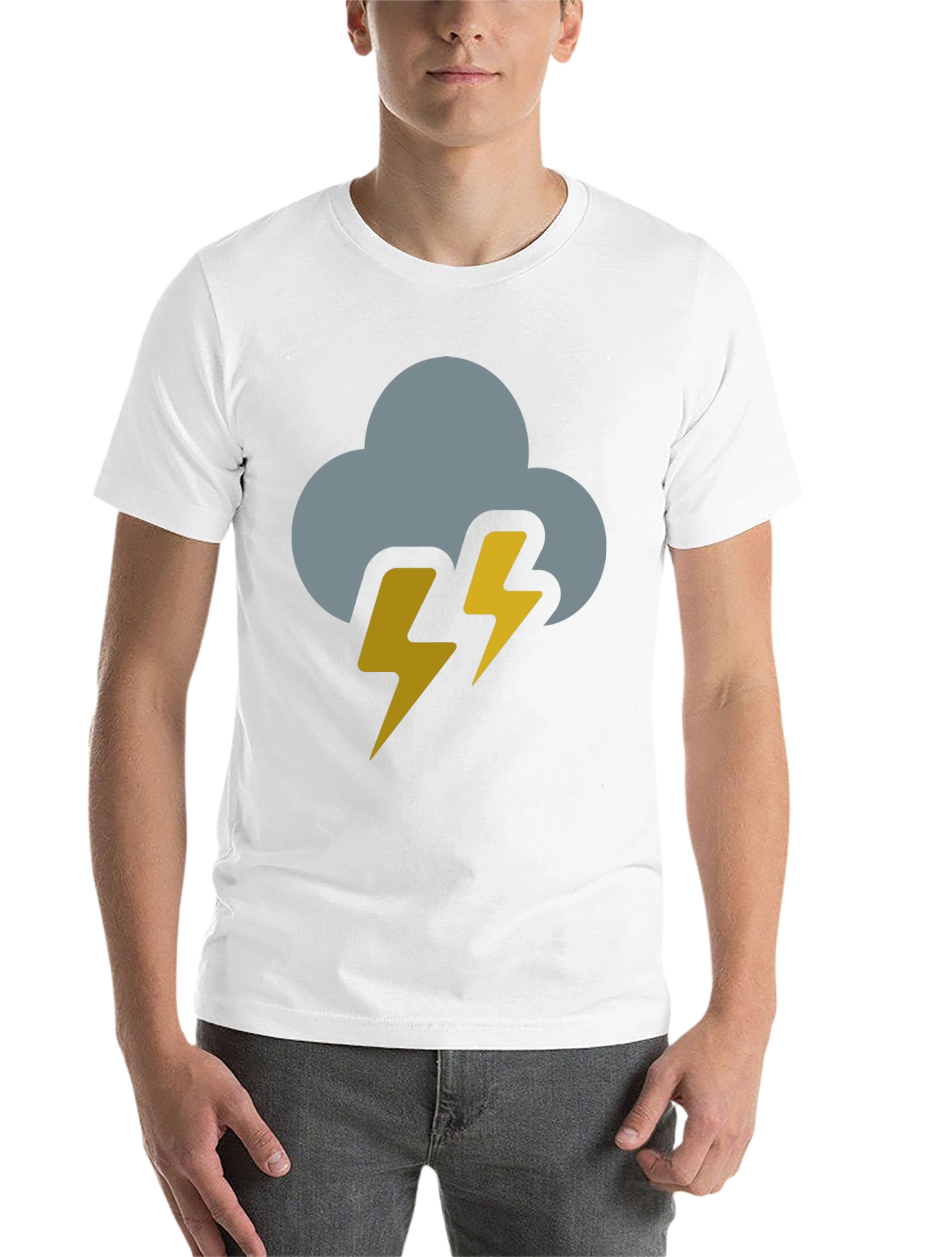 Black Storm Cloud Lightning Bolt Black T-Shirt view 14