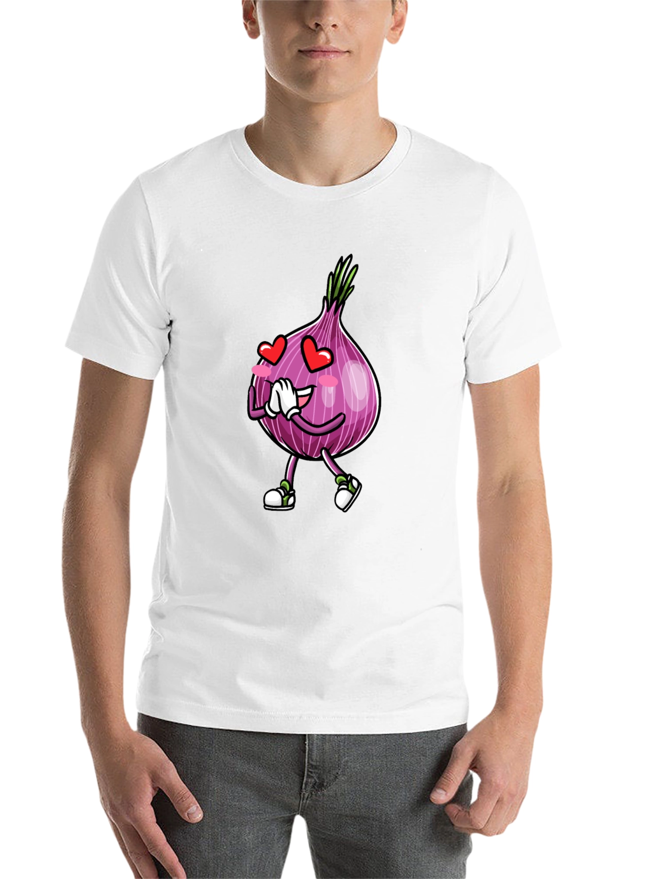 Black Cartoon Onion Love Black T-Shirt view 14