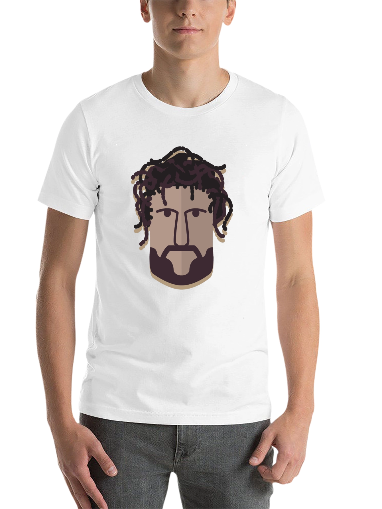 Black Cool Graphic T-Shirt - Artistic Man's Portrait Design view 14