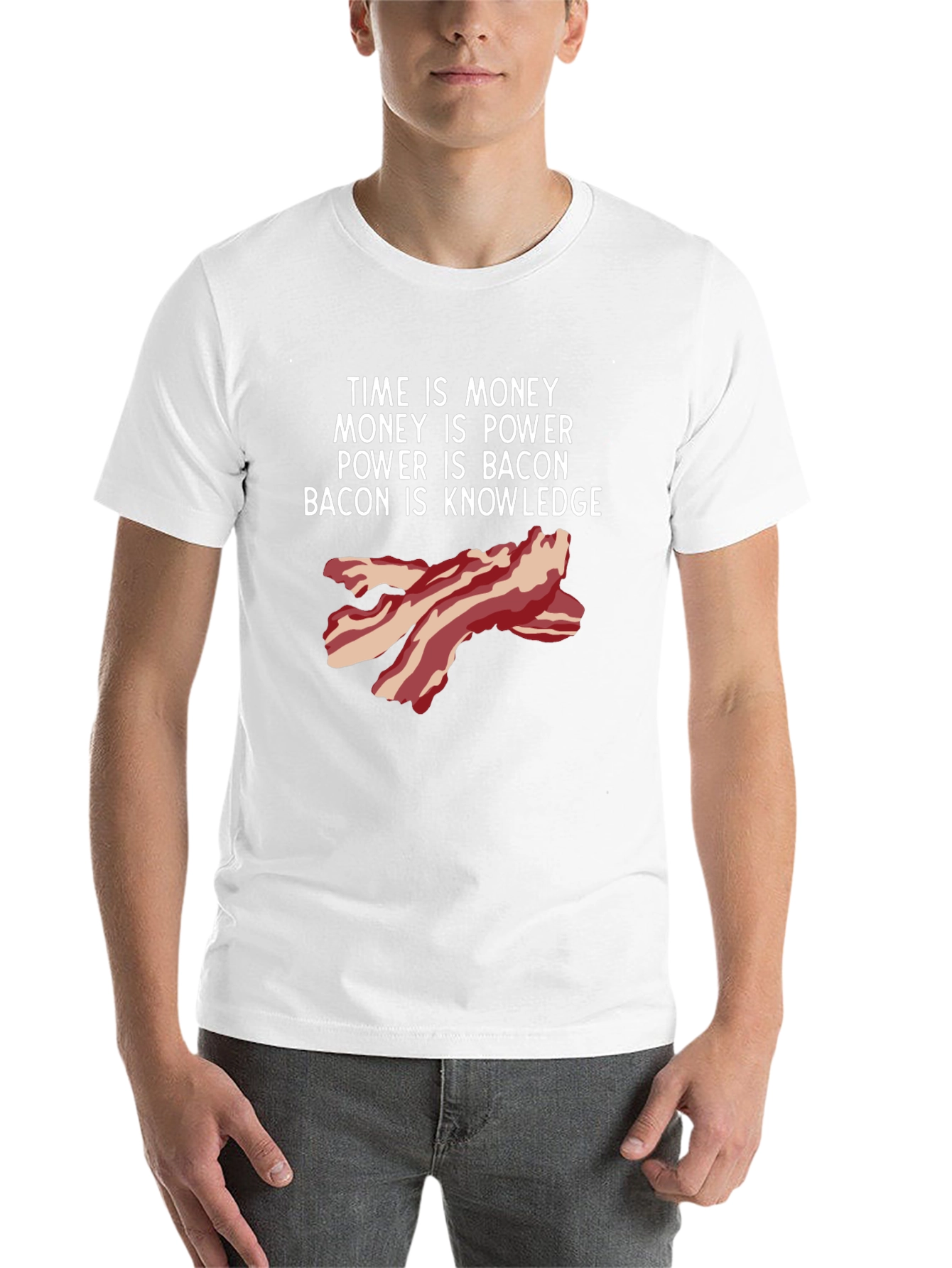 Black Time is Money Bacon Knowledge Funny T-Shirt view 14