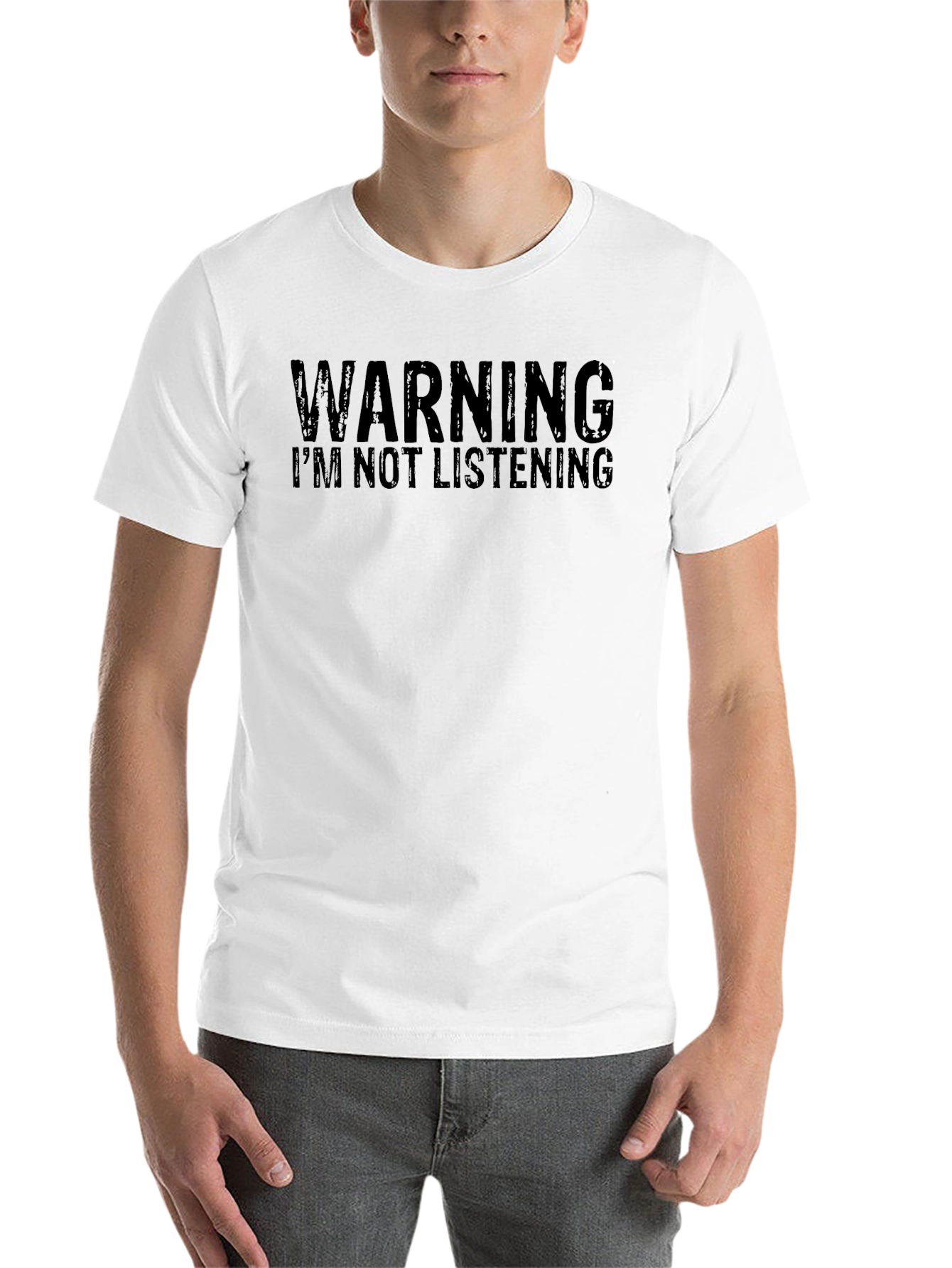 Black Warning I'm Not Listening T-Shirt view 14