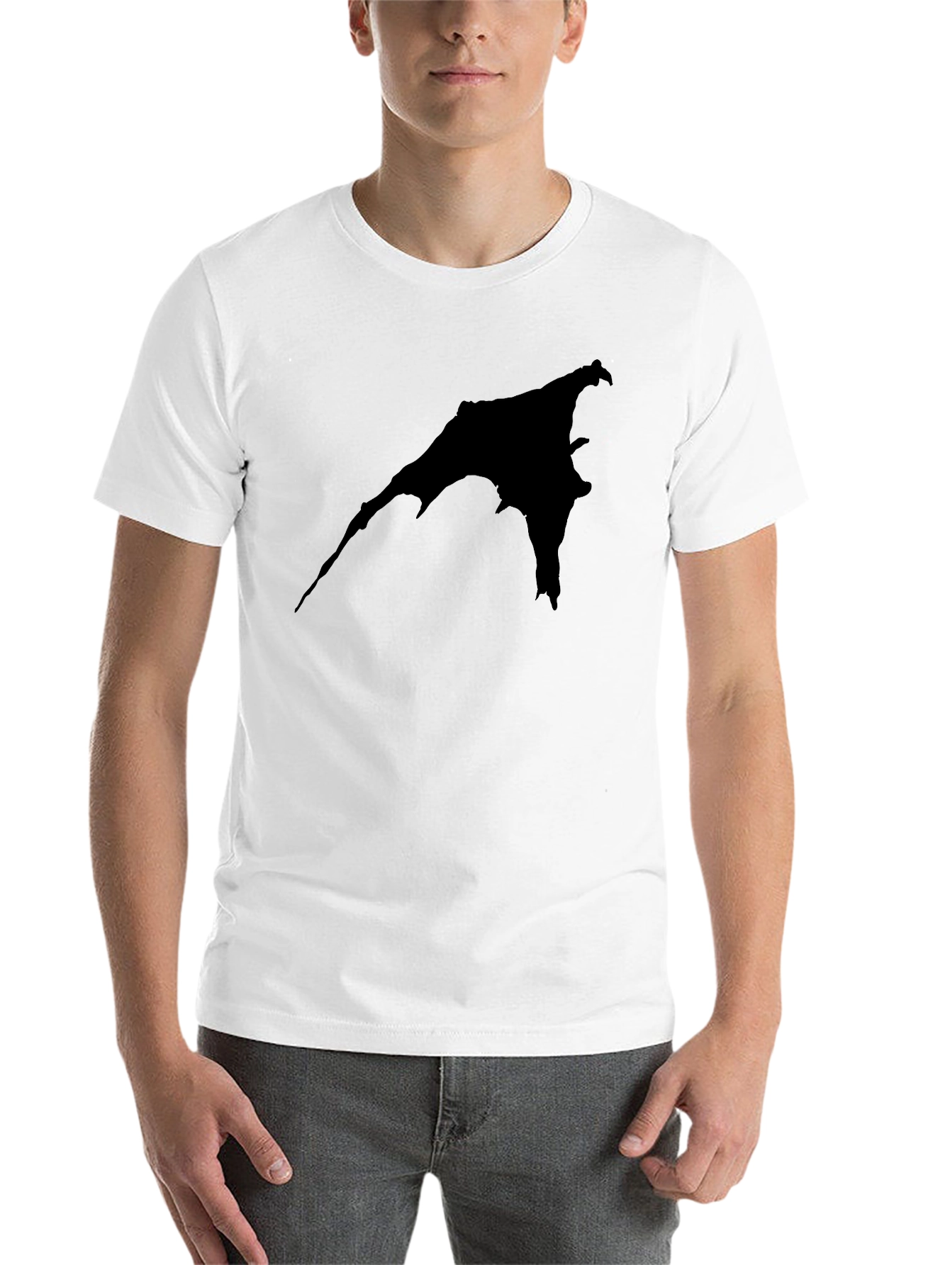 Black Black Graphic Tee - Bat Silhouette Print view 14