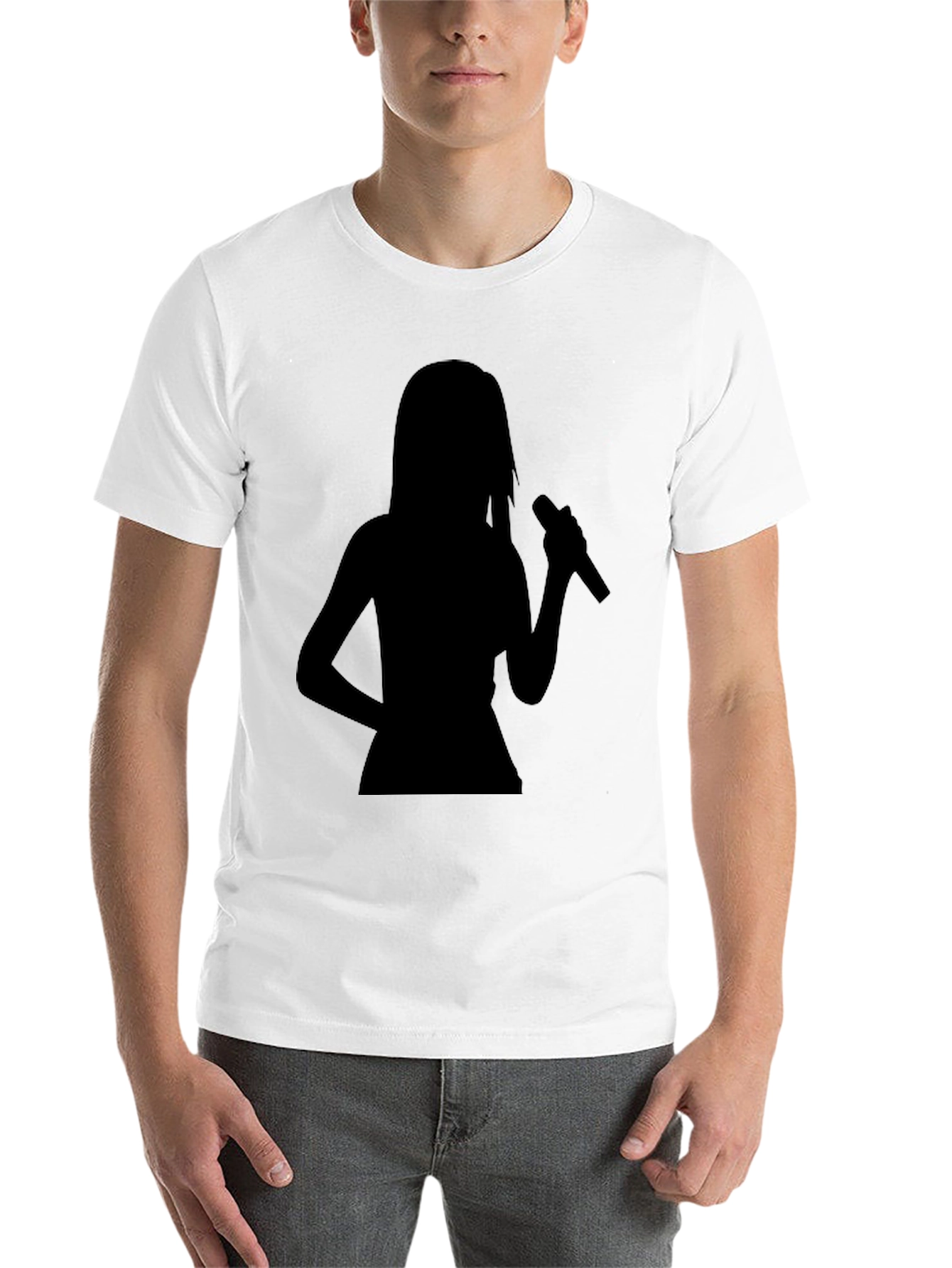 Black Silhouette Singer Graphic Tee - Black Cotton T-Shirt view 14