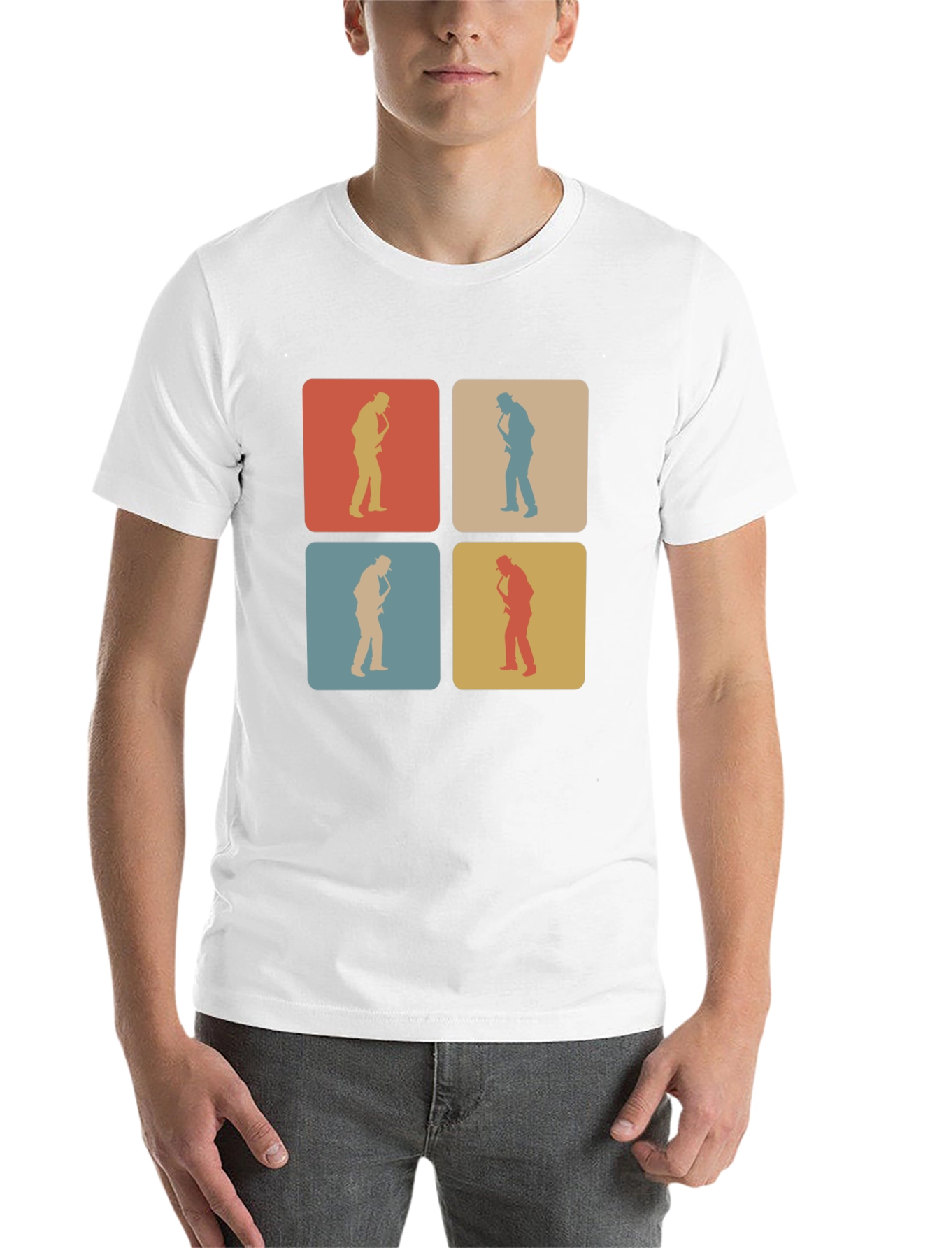 Black Retro Saxophone Player T-Shirt view 14
