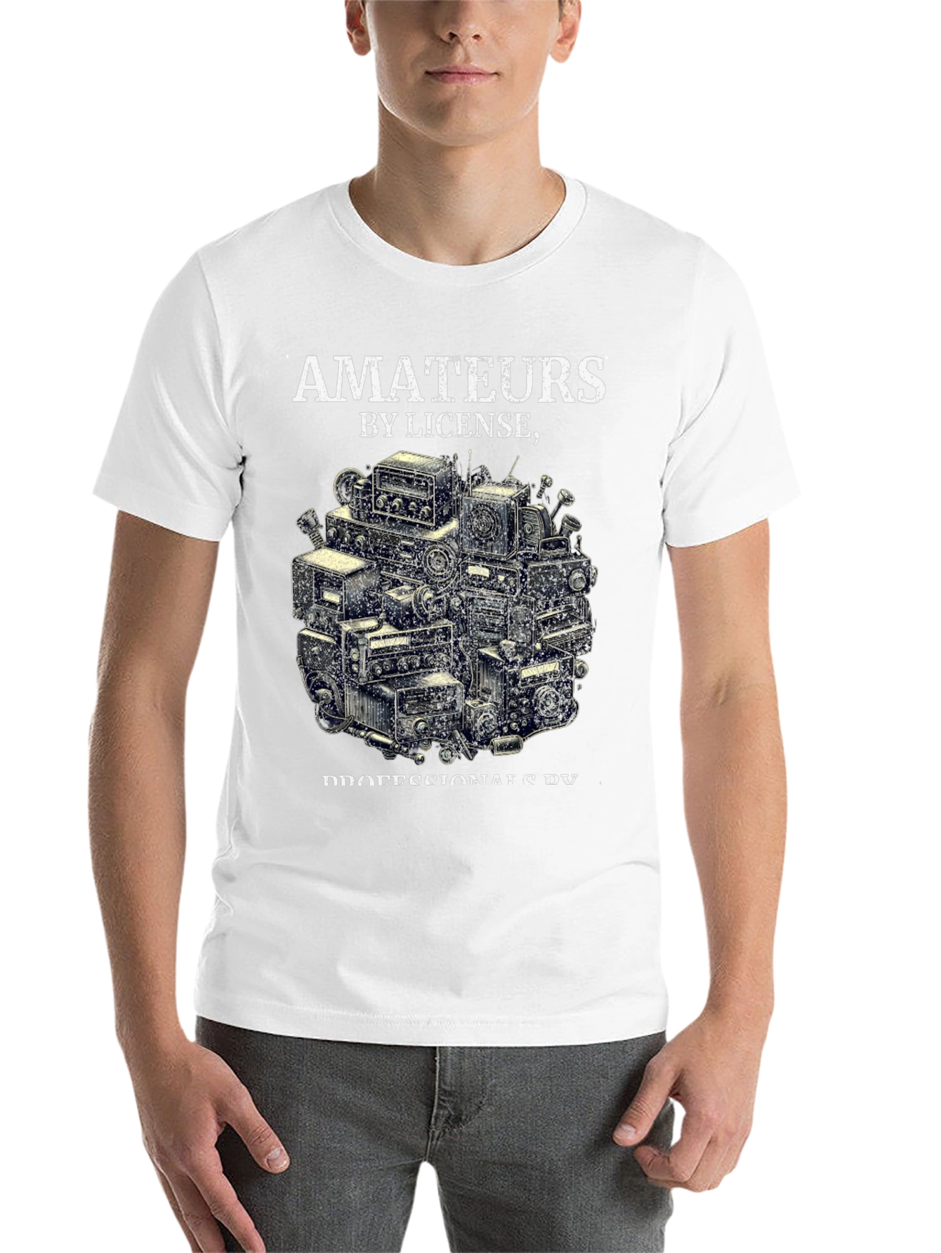 Black Amateurs by License T-Shirt - Ham Radio Operator Design view 14