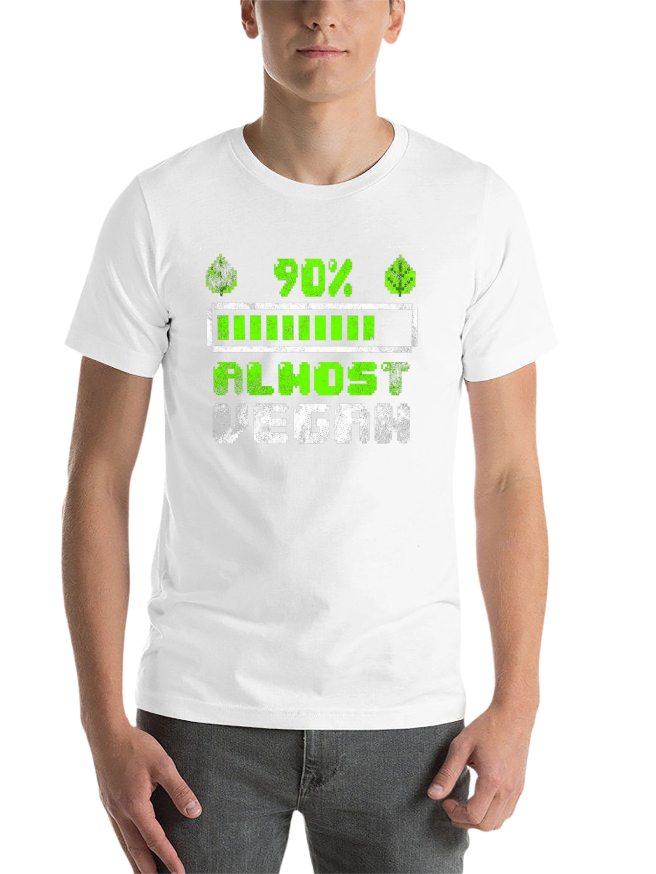 Black Almost Vegan Loading Funny T-Shirt view 14
