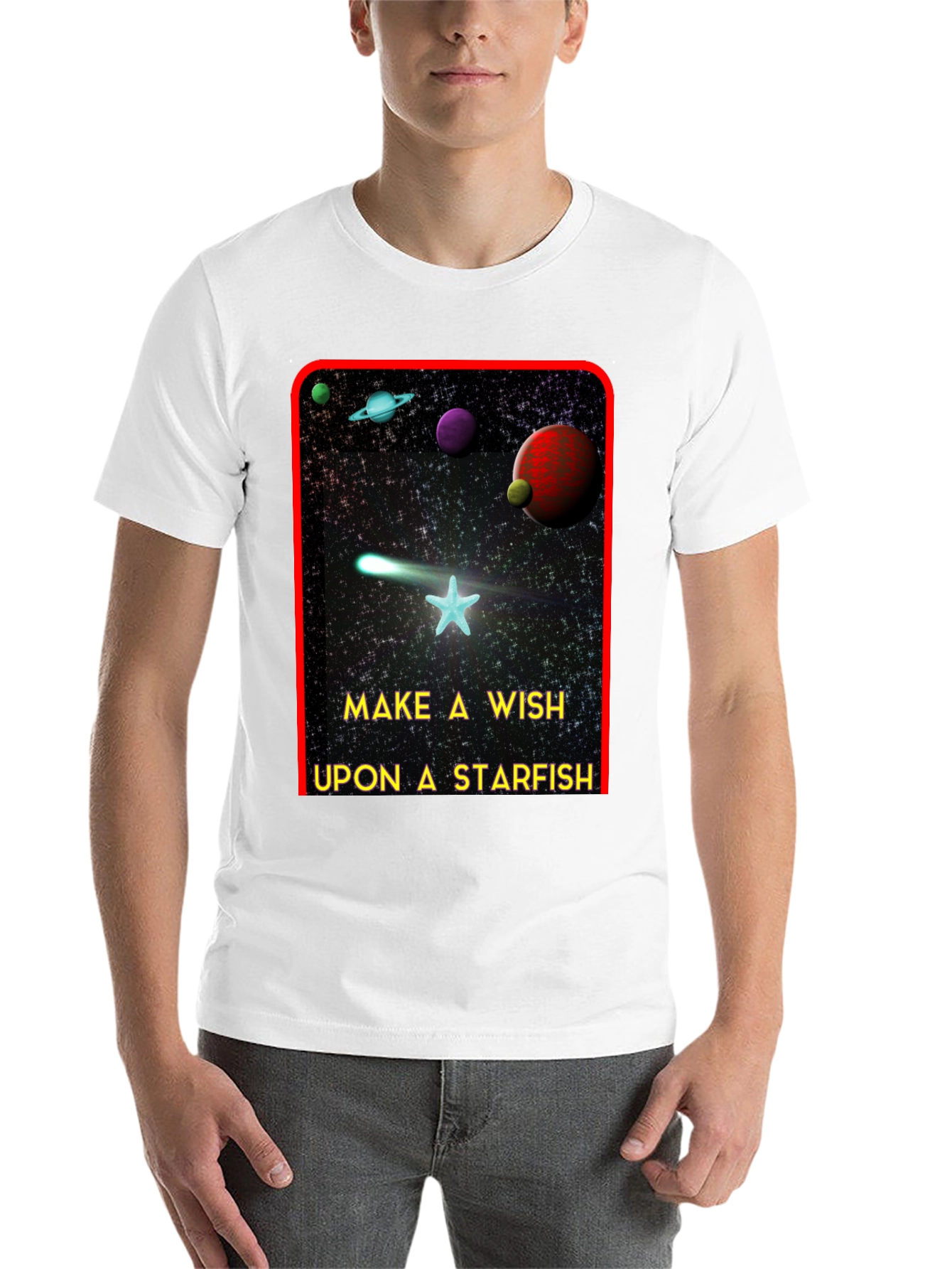 Black Make A Wish Starfish T-Shirt - Galaxy Design Tee view 14