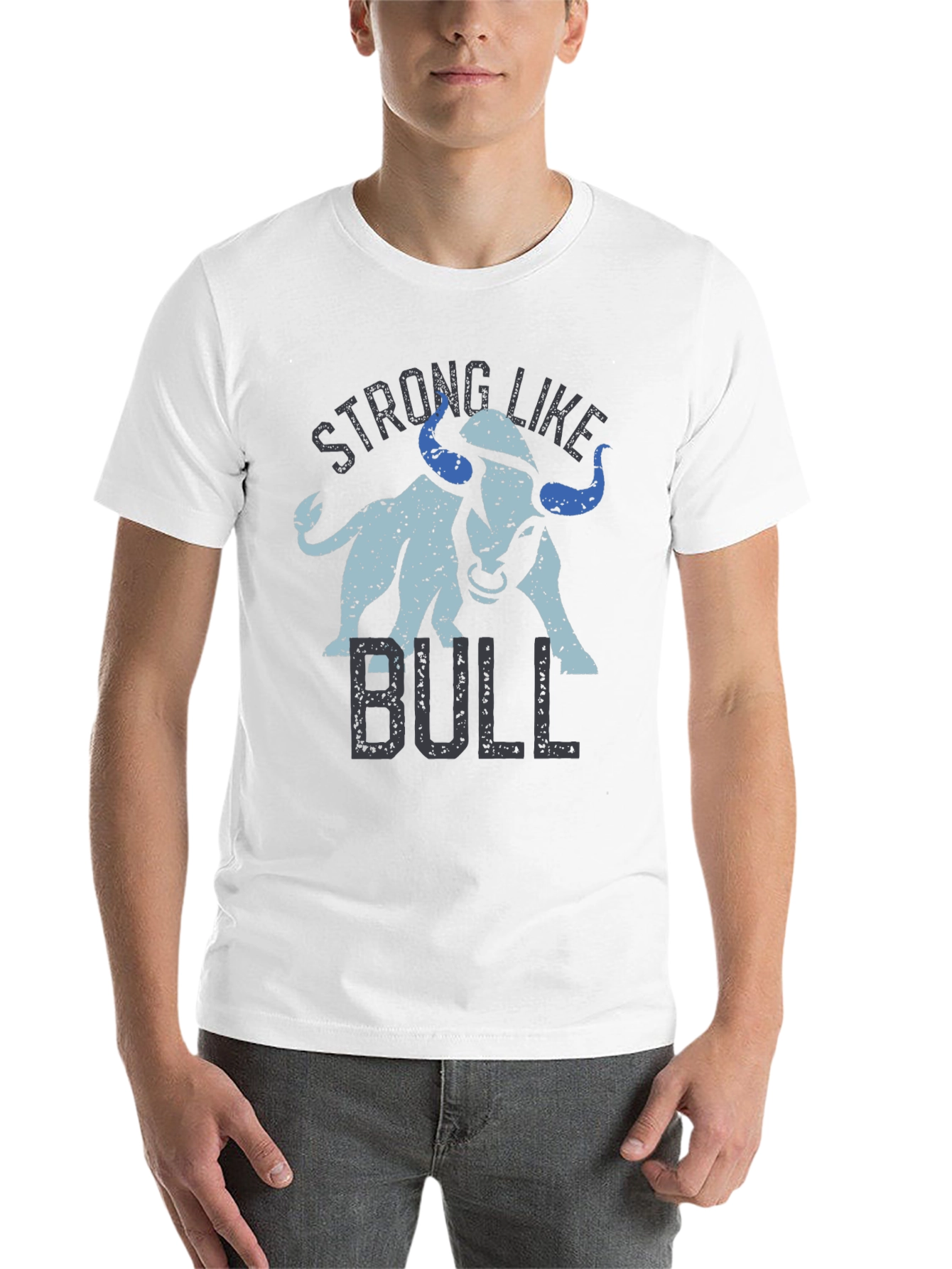 Black Strong Like Bull Graphic Tee - Black Cotton Blend T-Shirt view 14