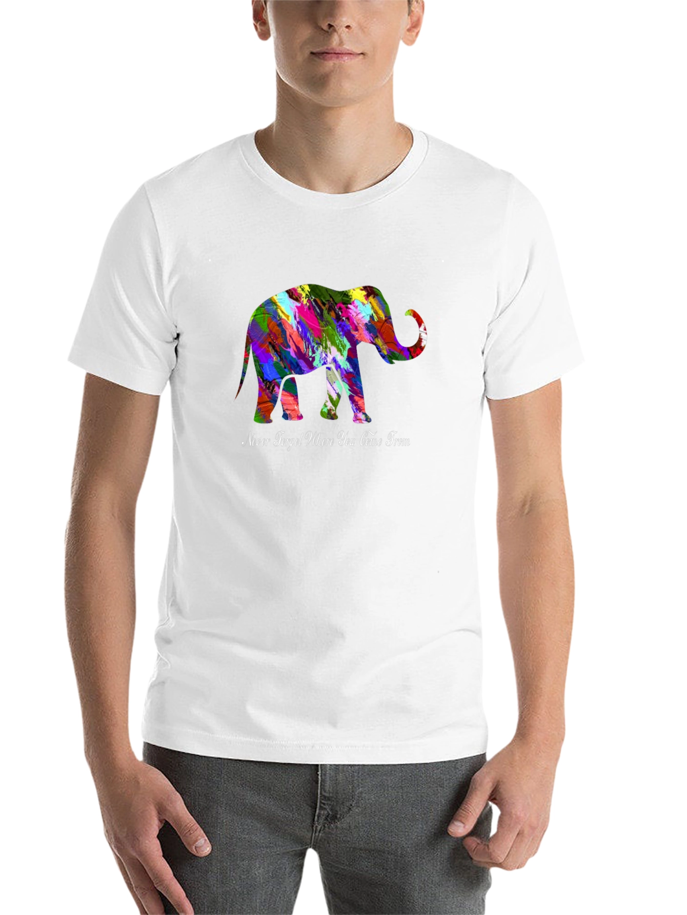 Black Colorful Elephant T-Shirt - Never Forget view 14